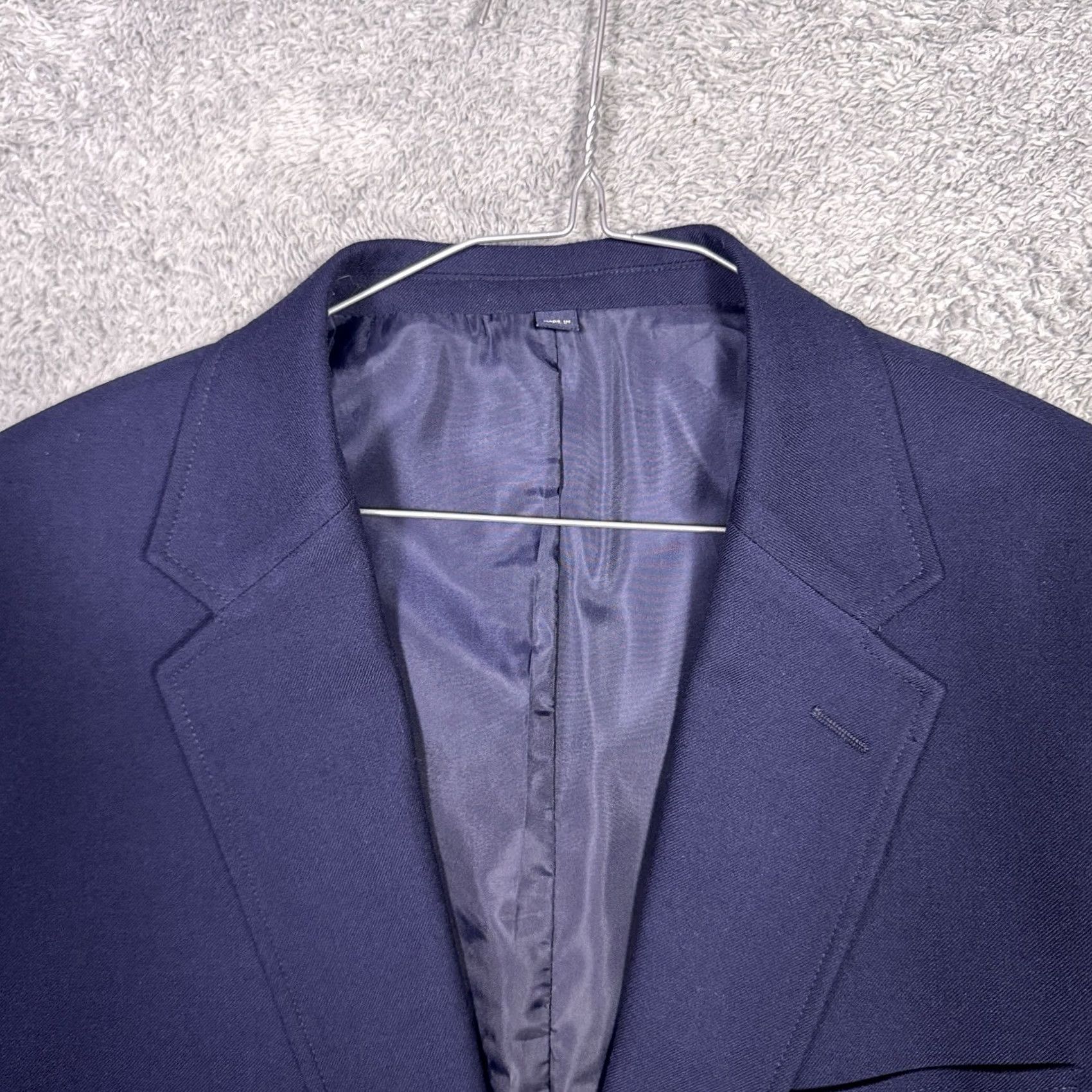 J.Crew J.CREW Blazer Mens 44R Wool University Notch Lapel Four-Button Single-Breasted Slim Blue Blazer Mohan Size 44R - 4 Thumbnail