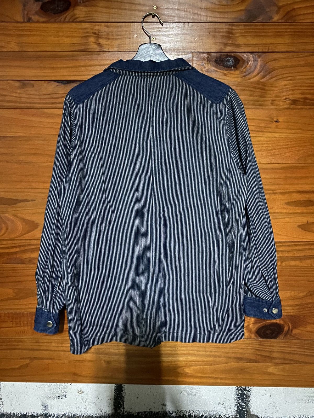 Japanese Brand Vintage Dejutto Pinstripe Denim Jacket – Japanese Workwear Size US M / EU 48-50 / 2 - 8 Thumbnail