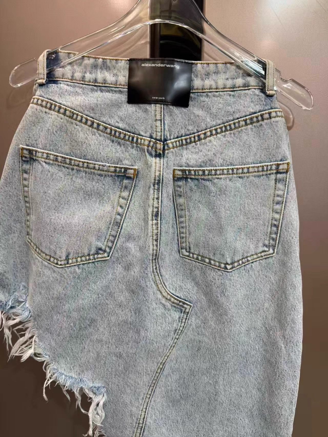 Alexander Wang Alexander Wang Asymmetric Raw Edge Denim Skirt K31 Size 26" / US 2 / IT 38 - 2 Thumbnail