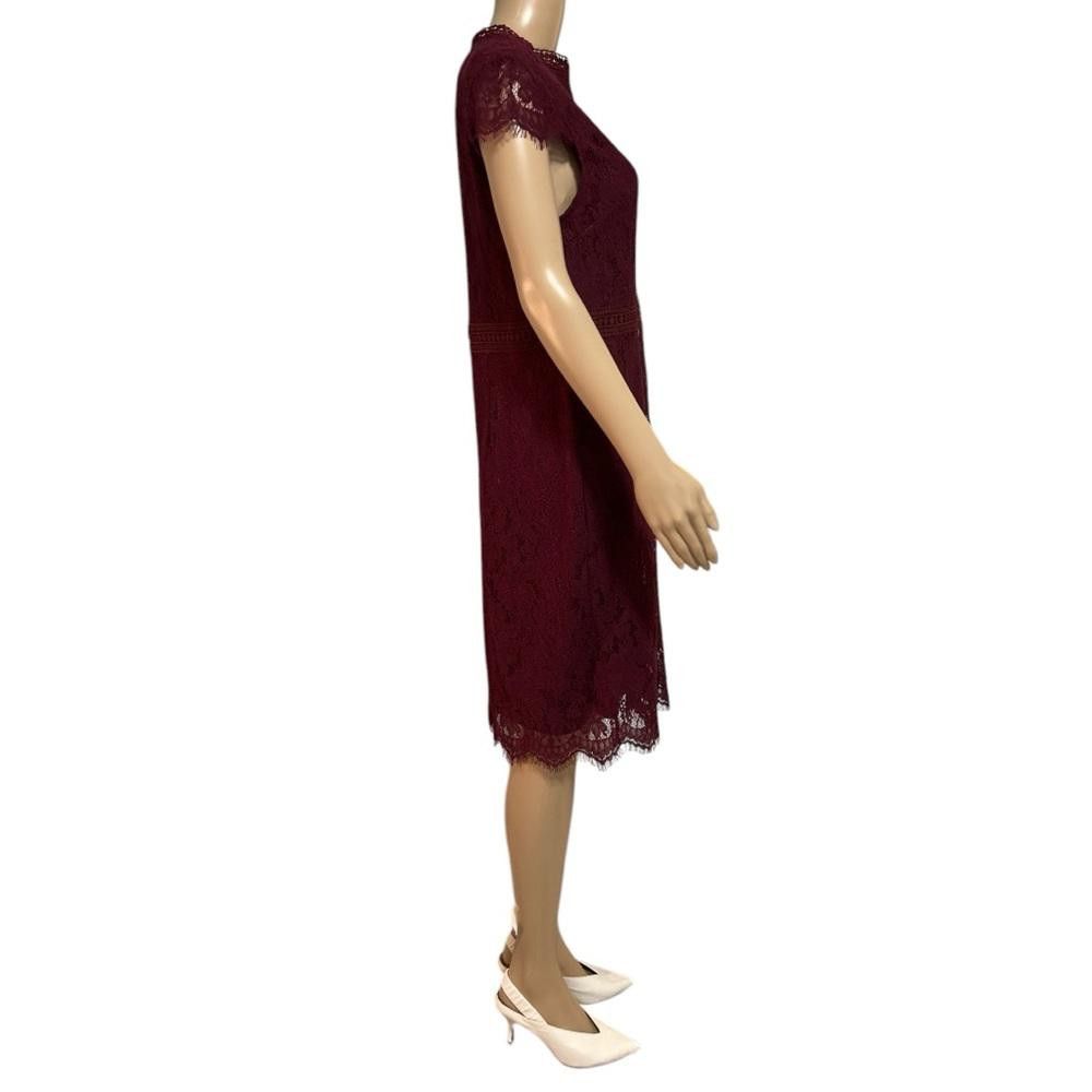 Designer Suzy Shier Elegant Burgundy Lace Dress Size L / US 10 / IT 46 - 2 Thumbnail