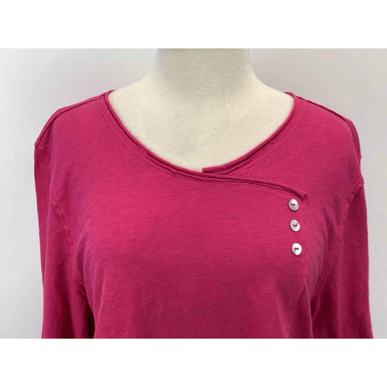 Habitat VINTAGE Habitat Casual Knit Top Shirt Women XL Pink Lagenlook Hi-Low Back Slit Side Slits 100% Cotton Womens Size XL / US 12-14 / IT 48-50 - 5 Thumbnail