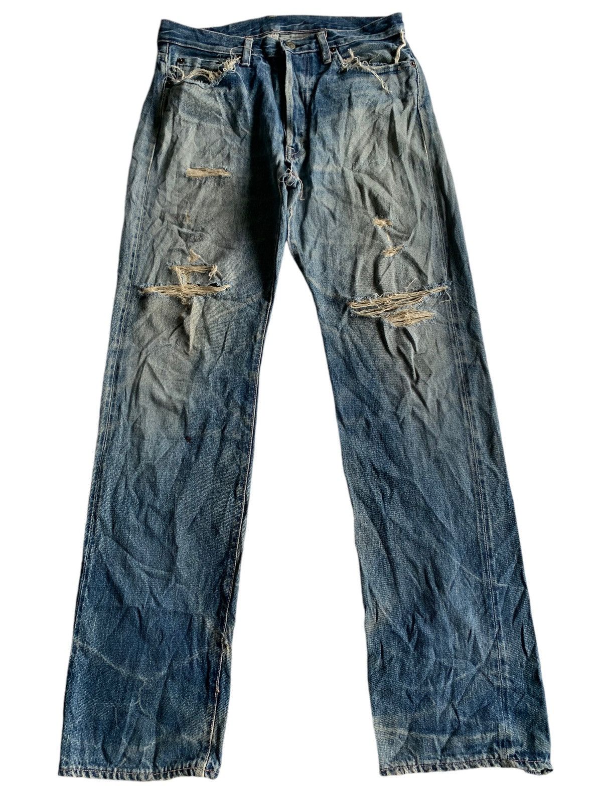 Japanese Brand × Vintage Omnigod Damage Rare Selvedge Distressed Denim☠️ Size US 32 / EU 48 - 3 Thumbnail
