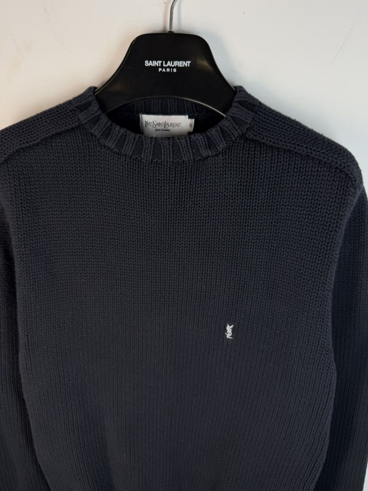 Yves Saint Laurent Heavy YSL Sweater Knit Thick Grey/black Paris Sweatshirt Size US S / EU 44-46 / 1 - 12 Thumbnail