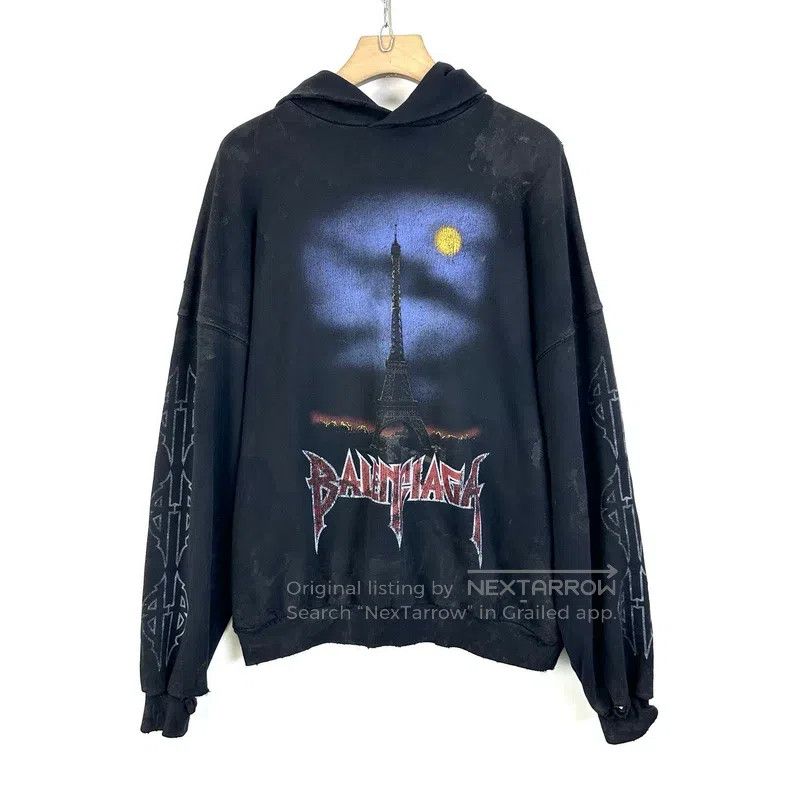 服/ファッション Balenciaga 23FW Eiffel Tower Destroyed Hoodie Black Size 2 Balenciaga 23FW Eiffel Tower Destroyed Hoodie Black Size 2 (さは