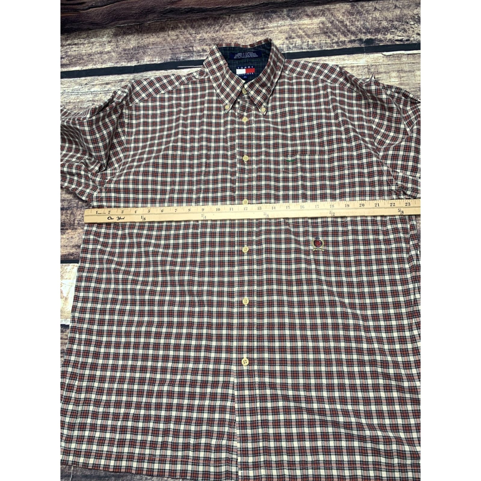 Tommy Hilfiger Tommy Hilfiger Men's Shirt Large Red White Green Plaid Long Sleeve Button-Up Size US L / EU 52-54 / 3 - 7 Thumbnail