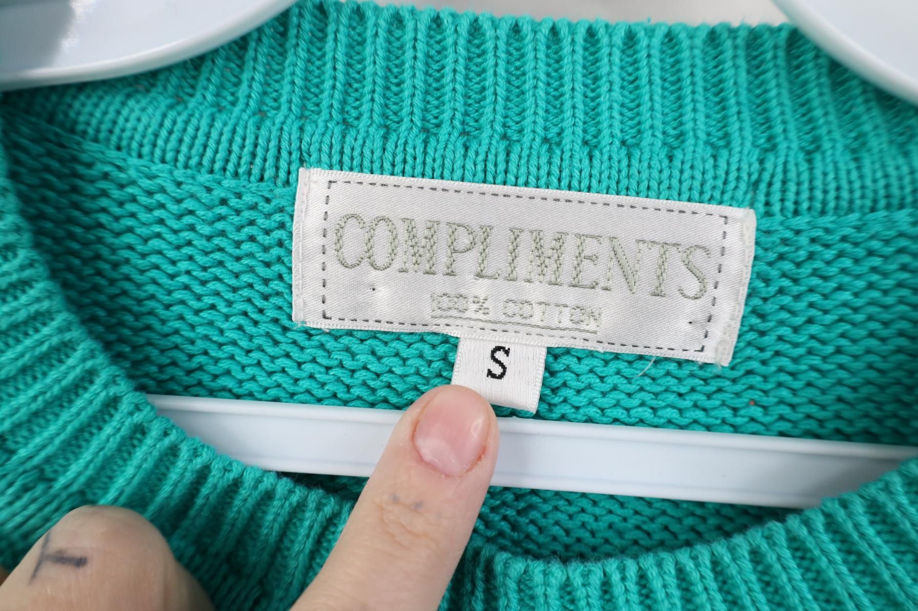 Vintage Vintage 90s Streetwear Cotton Knit Crewneck Sweater Teal Size S / US 4 / IT 40 - 7 Thumbnail