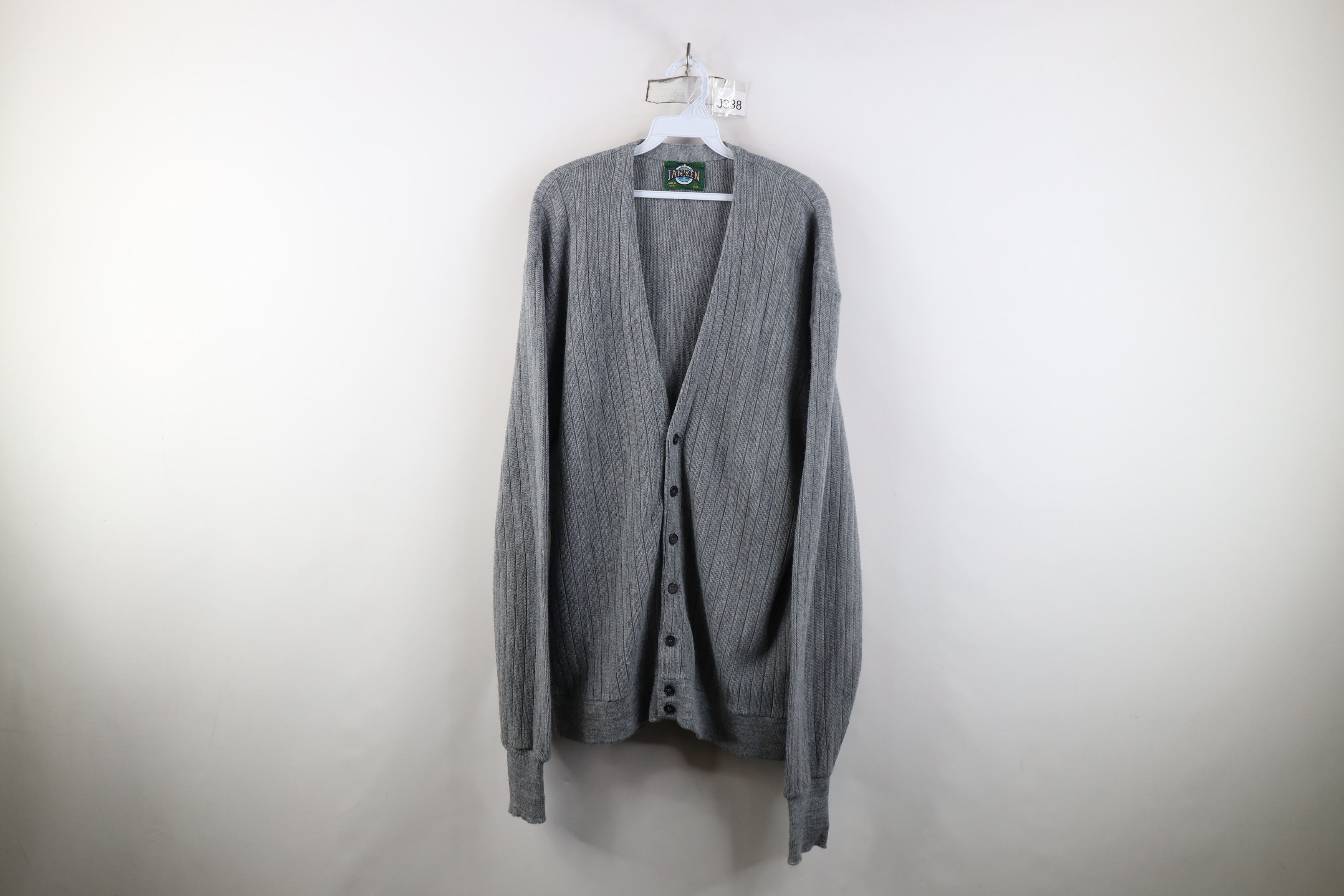 Vintage Vintage 70s Streetwear Ribbed Knit Cardigan Sweater Gray USA Size US XL / EU 56 / 4 - 1 Thumbnail