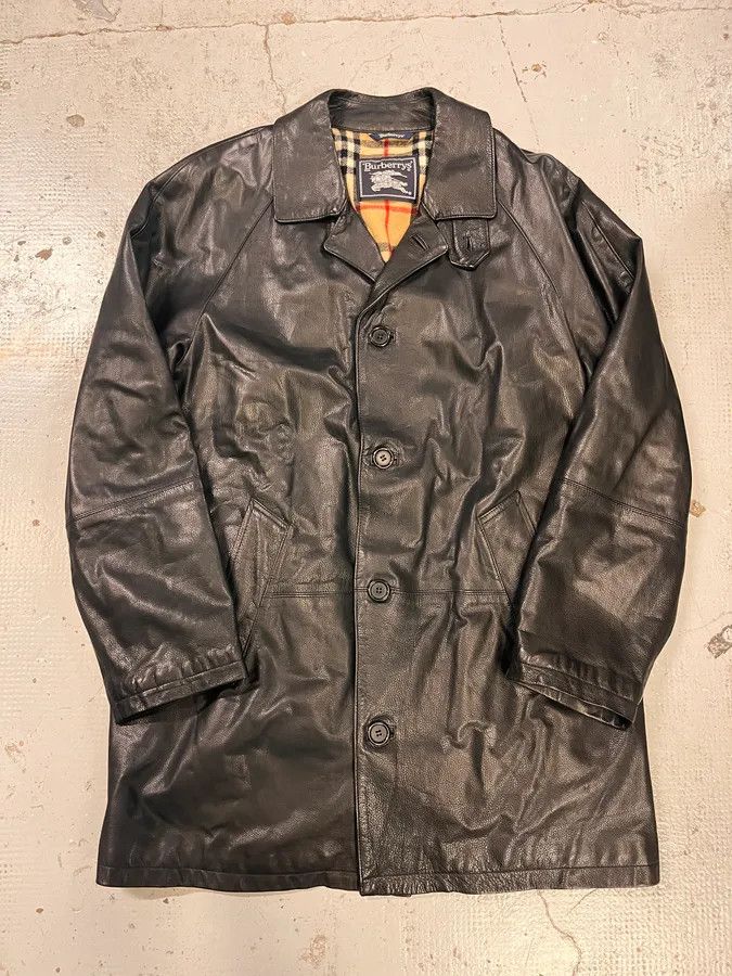 Burberry 2000s Burberry Black Leather Trench Coat Size US M / EU 48-50 / 2 - 4 Thumbnail