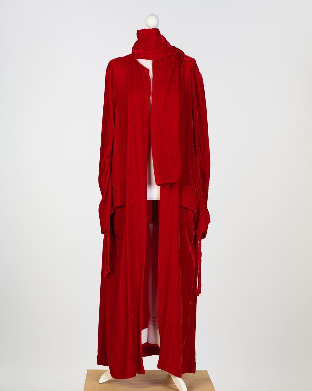 image of Yohji Yamamoto Silk Robe in Red, Women's (Size Small)