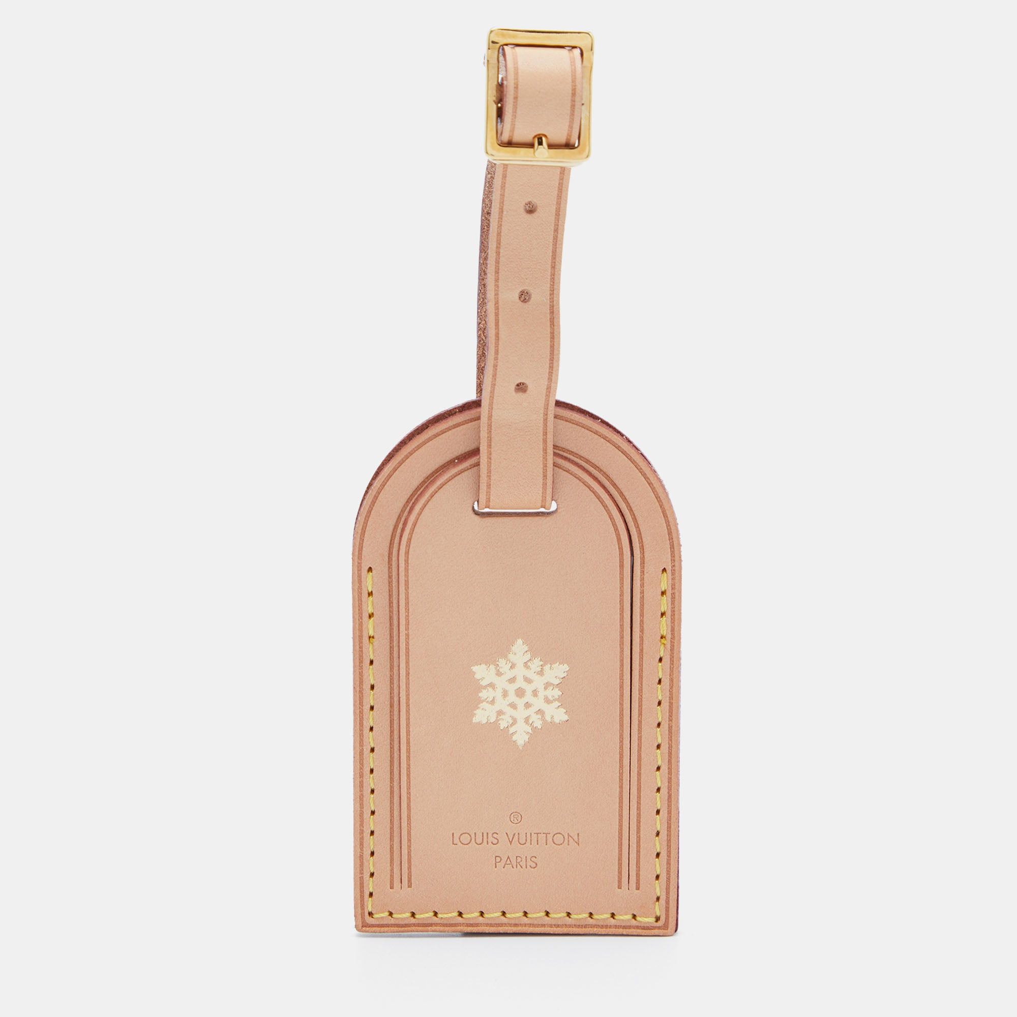 image of Louis Vuitton Vachetta Leather Luggage Name Tag in Black, Women's