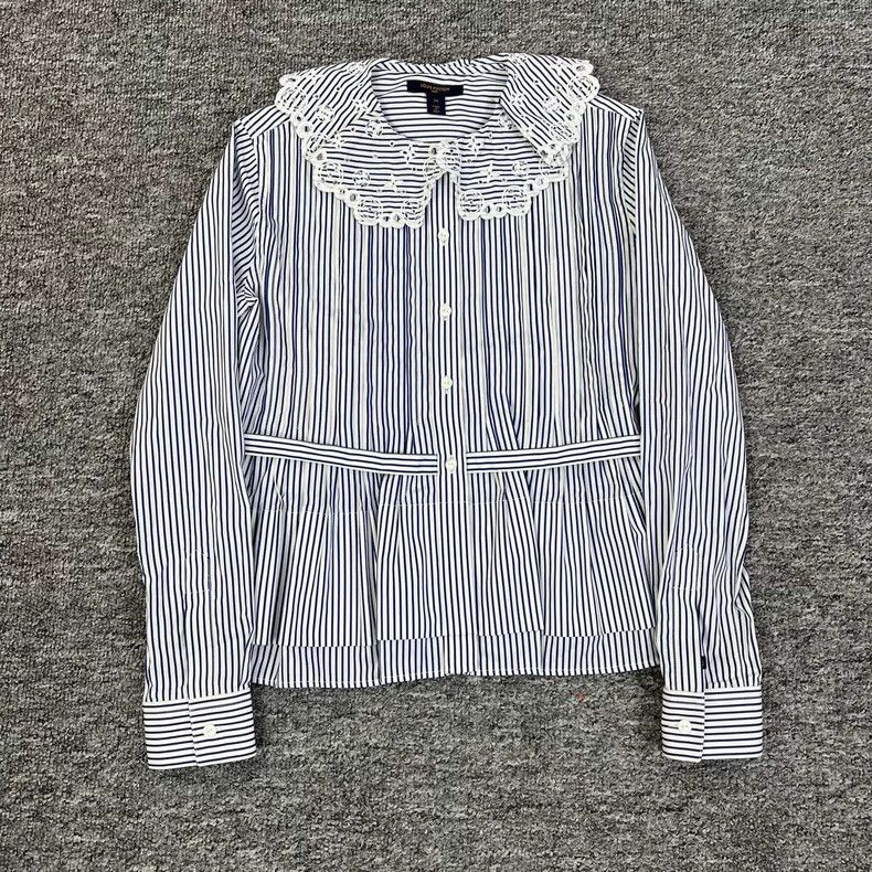 Louis Vuitton Louis Vuitton Ruffled striped shirt Size XXS / US 00 / IT 34 - 1 Thumbnail