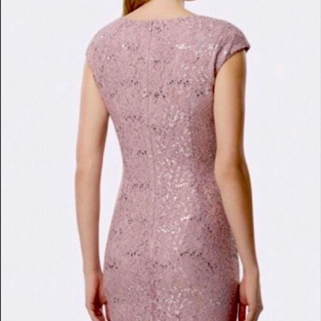 Vintage Tahari Arthur S. Levine Maxi Sequin Gown Floral Lace Pink 6 Size M / US 6-8 / IT 42-44 - 5 Thumbnail