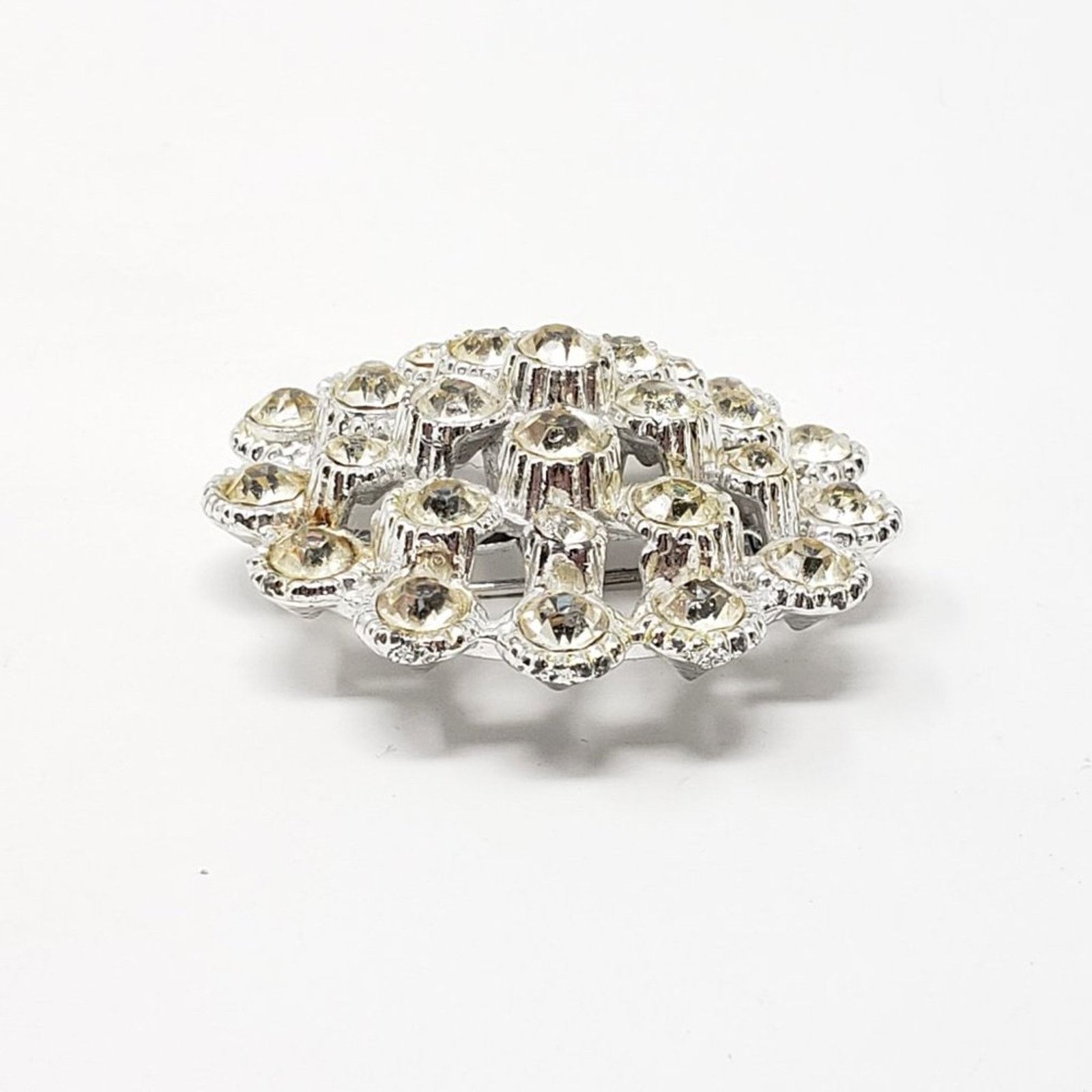 Other Silver-Tone Clear Gem Rhinestone Tiered Round Brooch Size ONE SIZE - 3 Thumbnail
