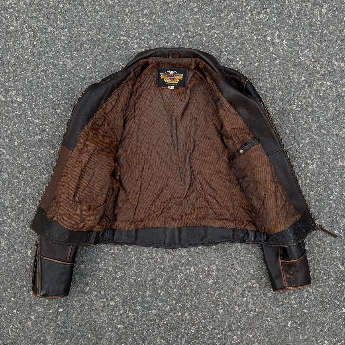 Harley Davidson × Vintage Harley-Davidson Signature Flame Leather Jacket Size US L / EU 52-54 / 3 - 3 Thumbnail