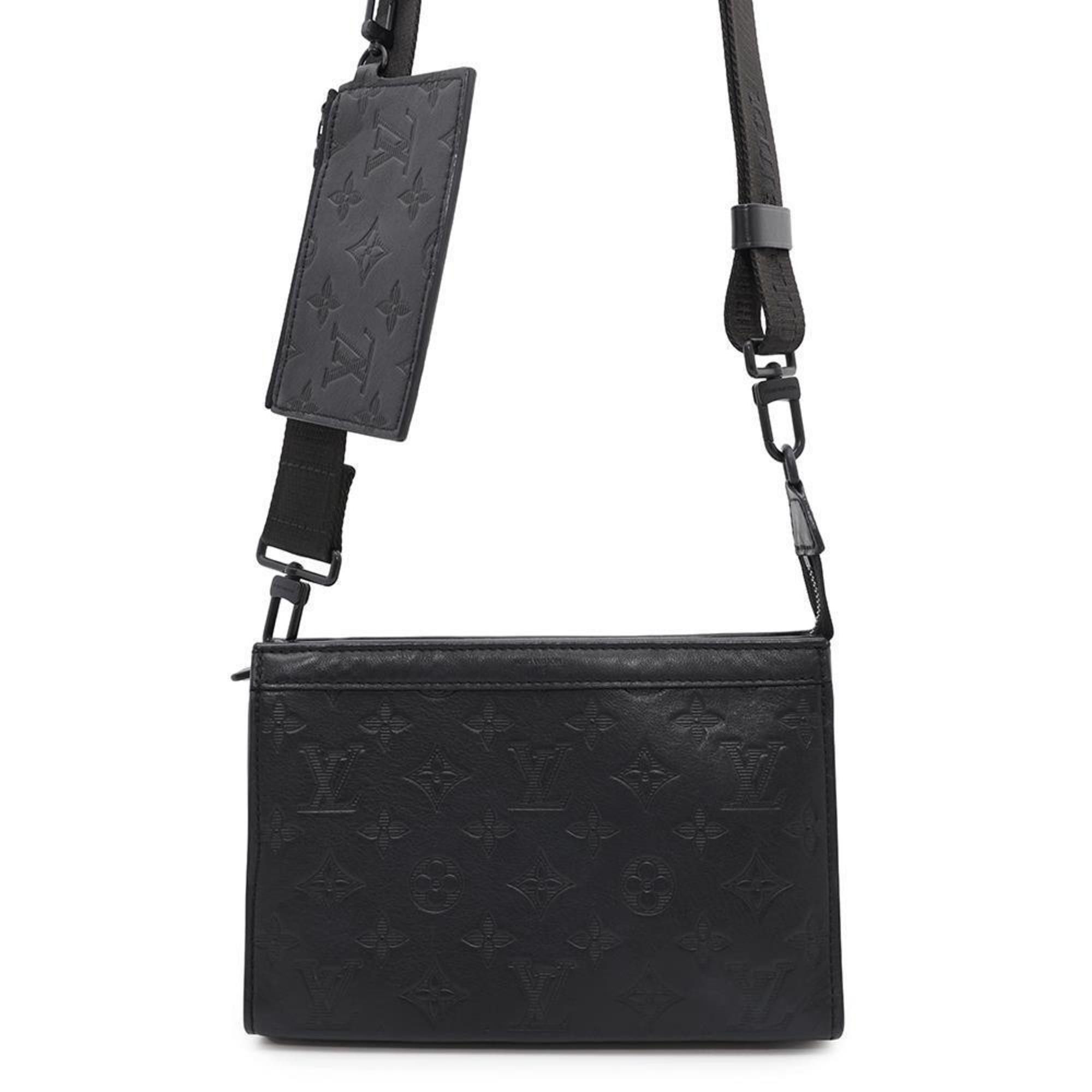 Louis Vuitton Shoulder Bag Monogram Shadow Gaston Wearable Wallet M81115 Black, Women's