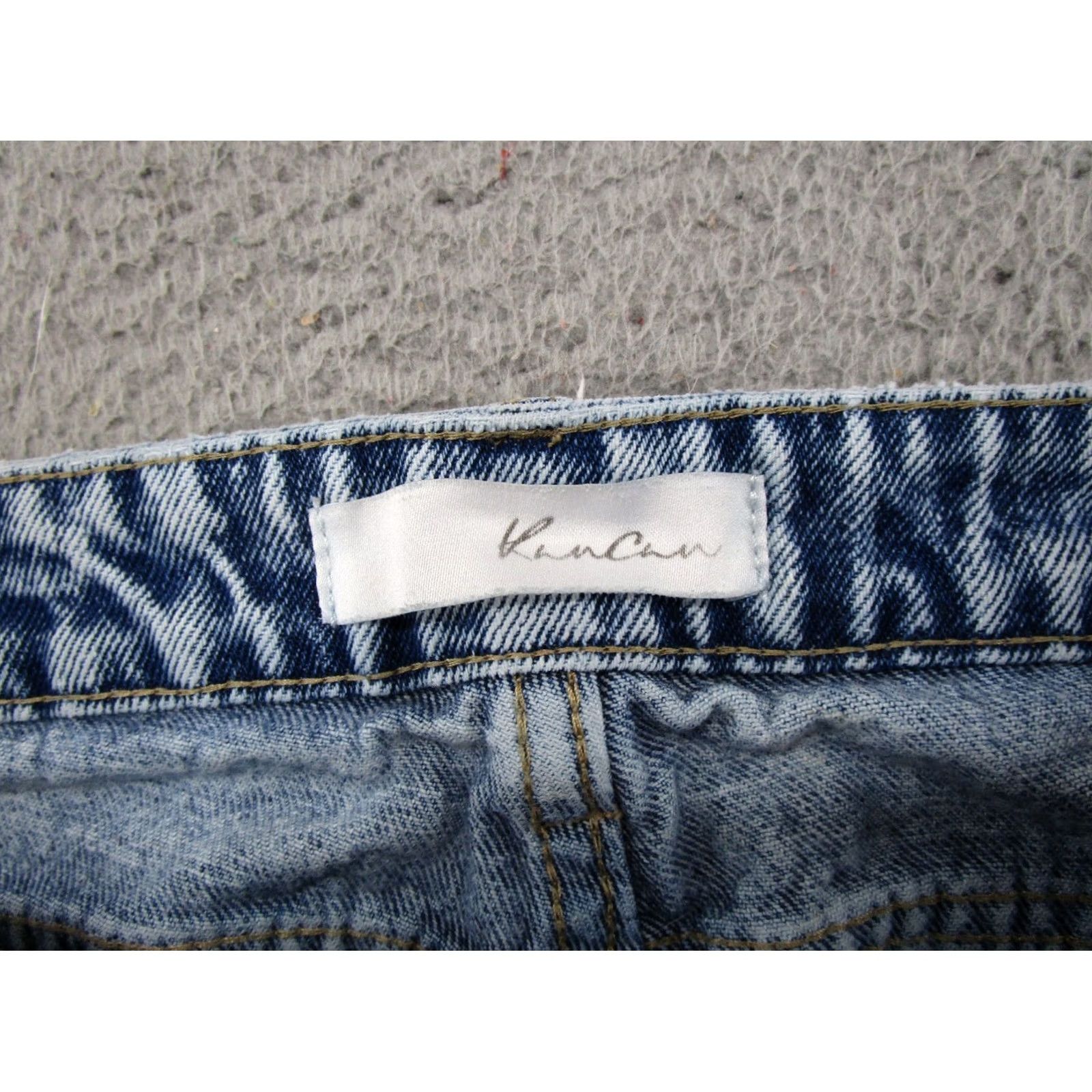 Vintage Kancan Women's Light Wash Denim Jeans Size 11 Regular 5-Pocket Distressed City Straight Jeans Bluefaded Denim Blue Size 32" / US 10 / IT 46 - 4 Thumbnail