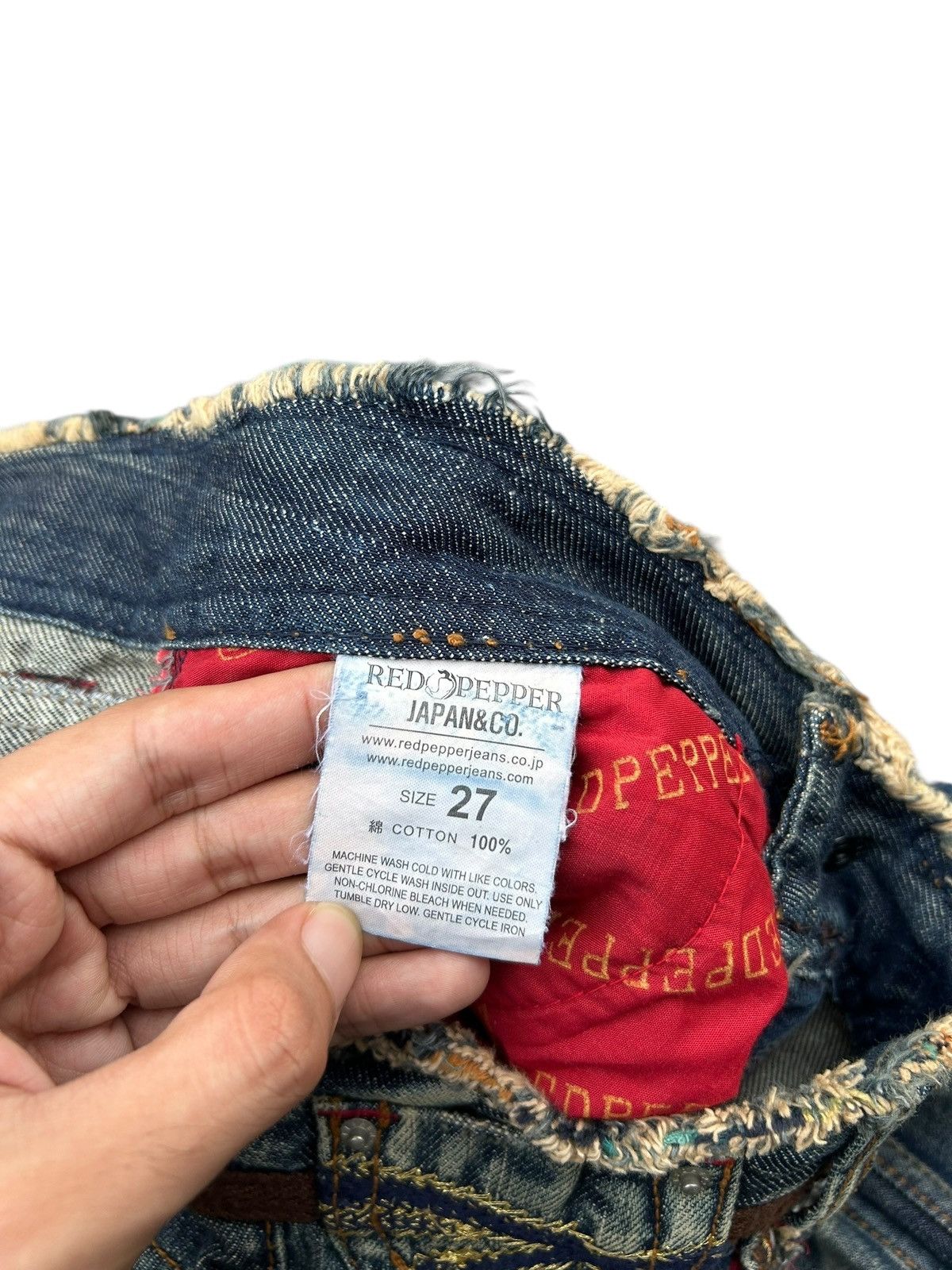 If Six Was Nine × KMRii × Le Grande Bleu (L.G.B.) ☠️ Red Papper Japanese Punk Rusty Faded Denim Jeans Lowrise Size US 30 / EU 46 - 8 Thumbnail