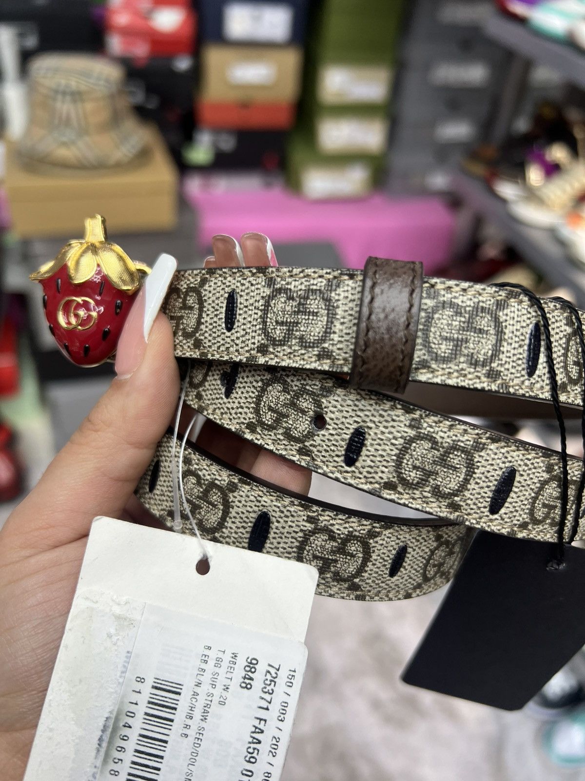 Gucci Gucci Strawberry Skinny Belt Size ONE SIZE - 3 Thumbnail