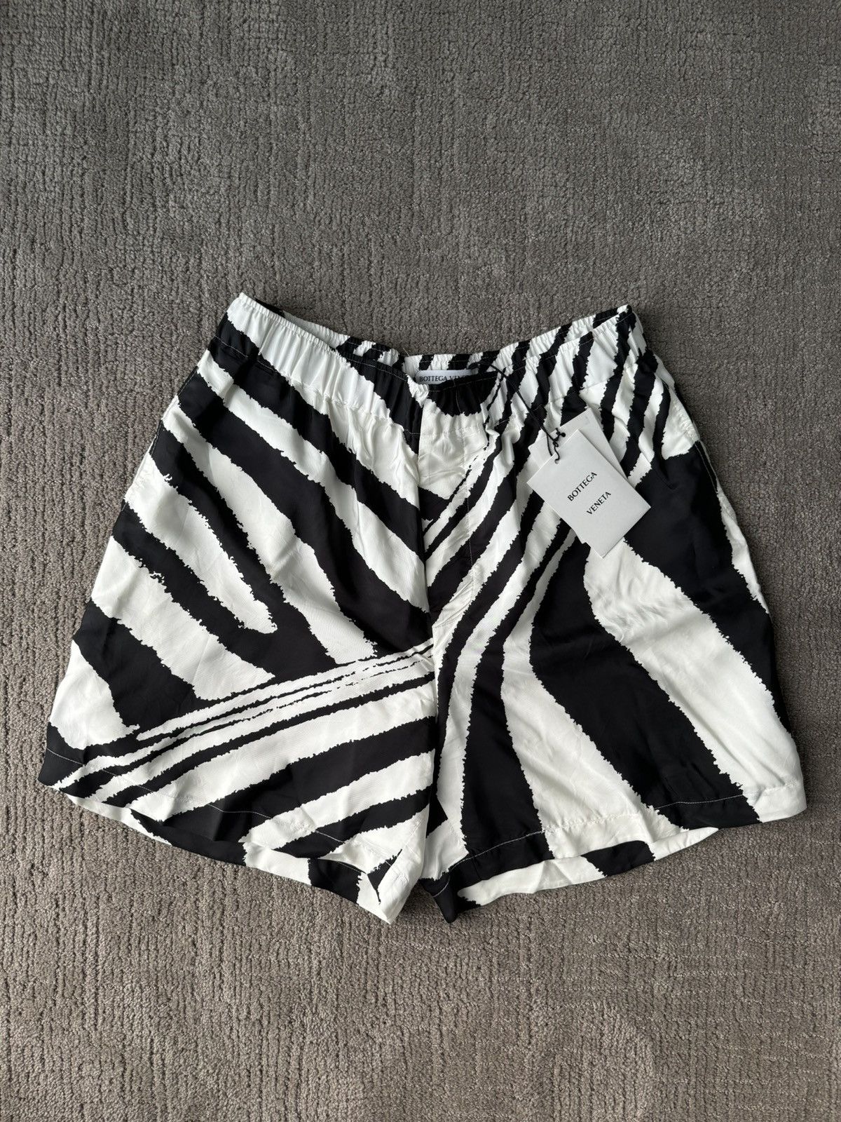 Image of Bottega Veneta Zebra Print Shorts - Size 46, Men's