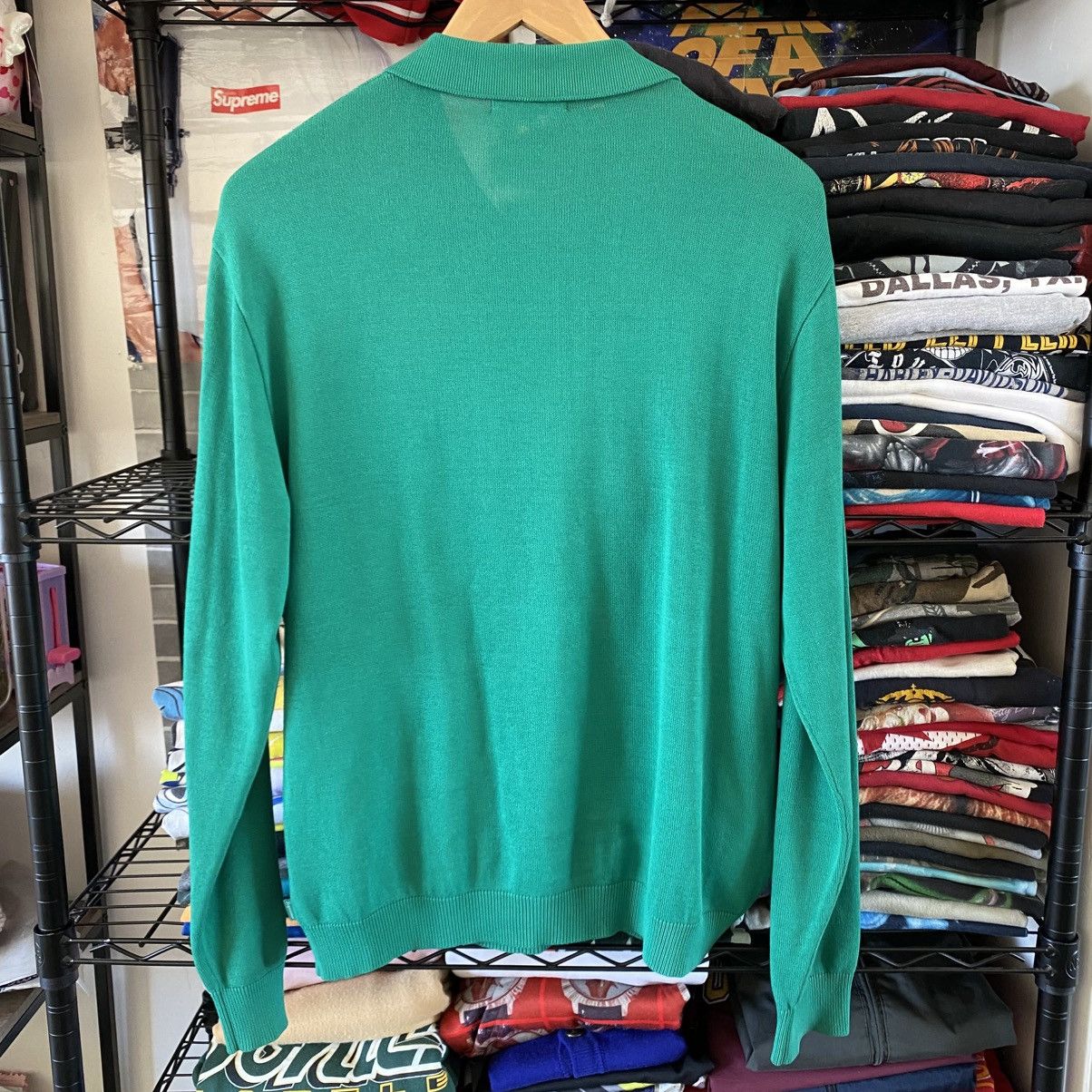 Supreme Supreme Cable Stripe Knit Long Sleeve Polo Shirt Green 2016 Size US M / EU 48-50 / 2 - 5 Thumbnail