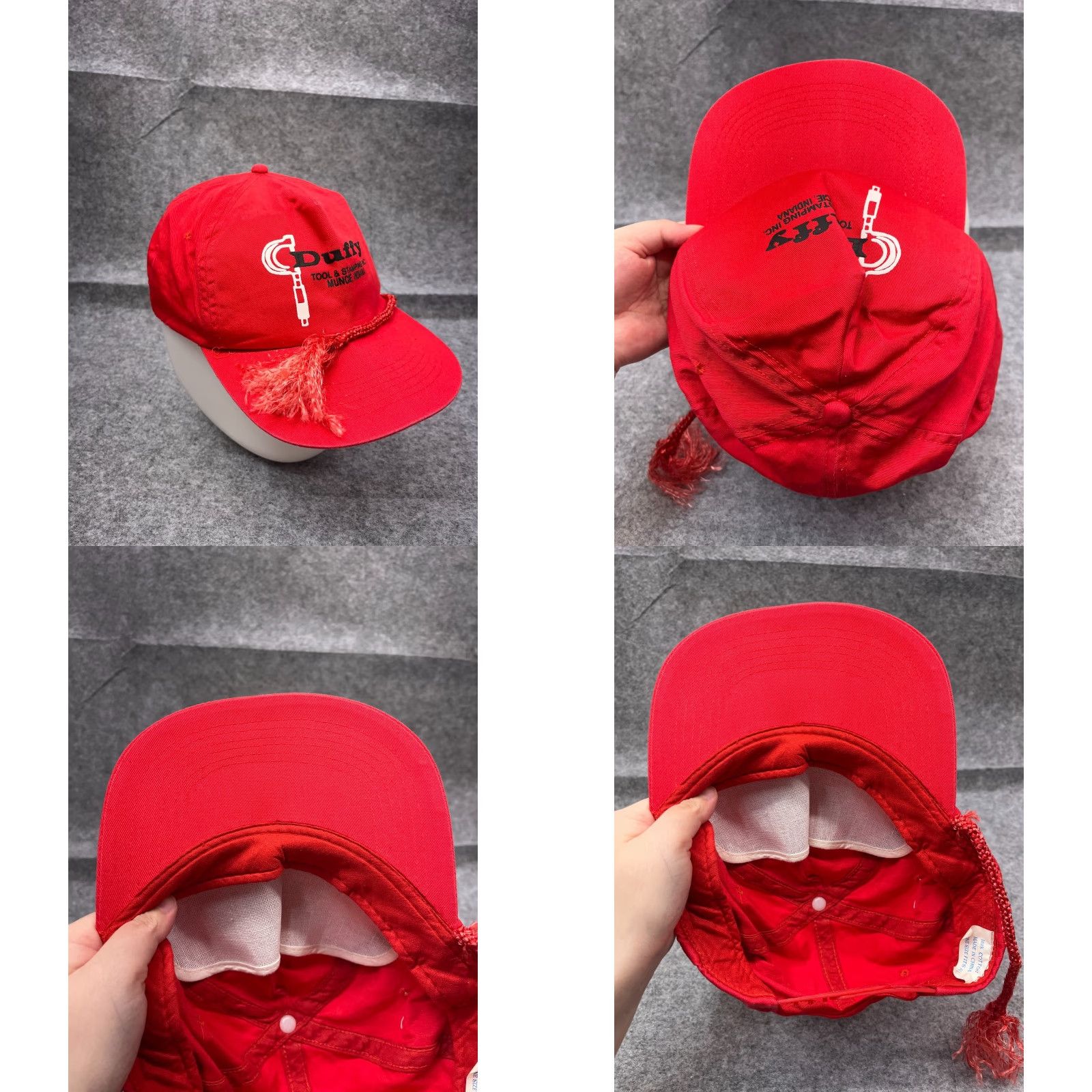 Vintage VINTAGE Duffy Hat Cap Snap Back Adult One Size Red 100% Cotton Hatch Rope Blocked? Size ONE SIZE - 8 Thumbnail