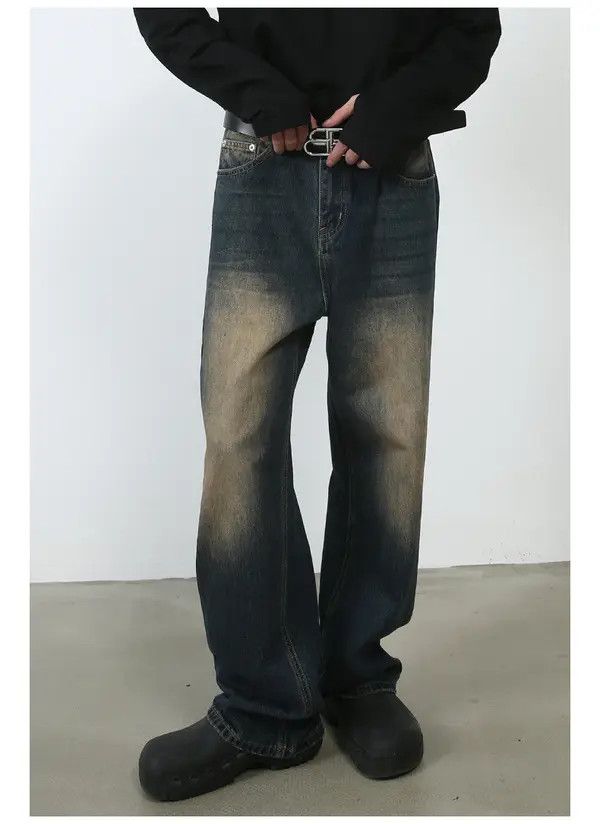 VIBE Washed vintage distressed straight loose jeans Size US 34 / EU 50 - 3 Thumbnail