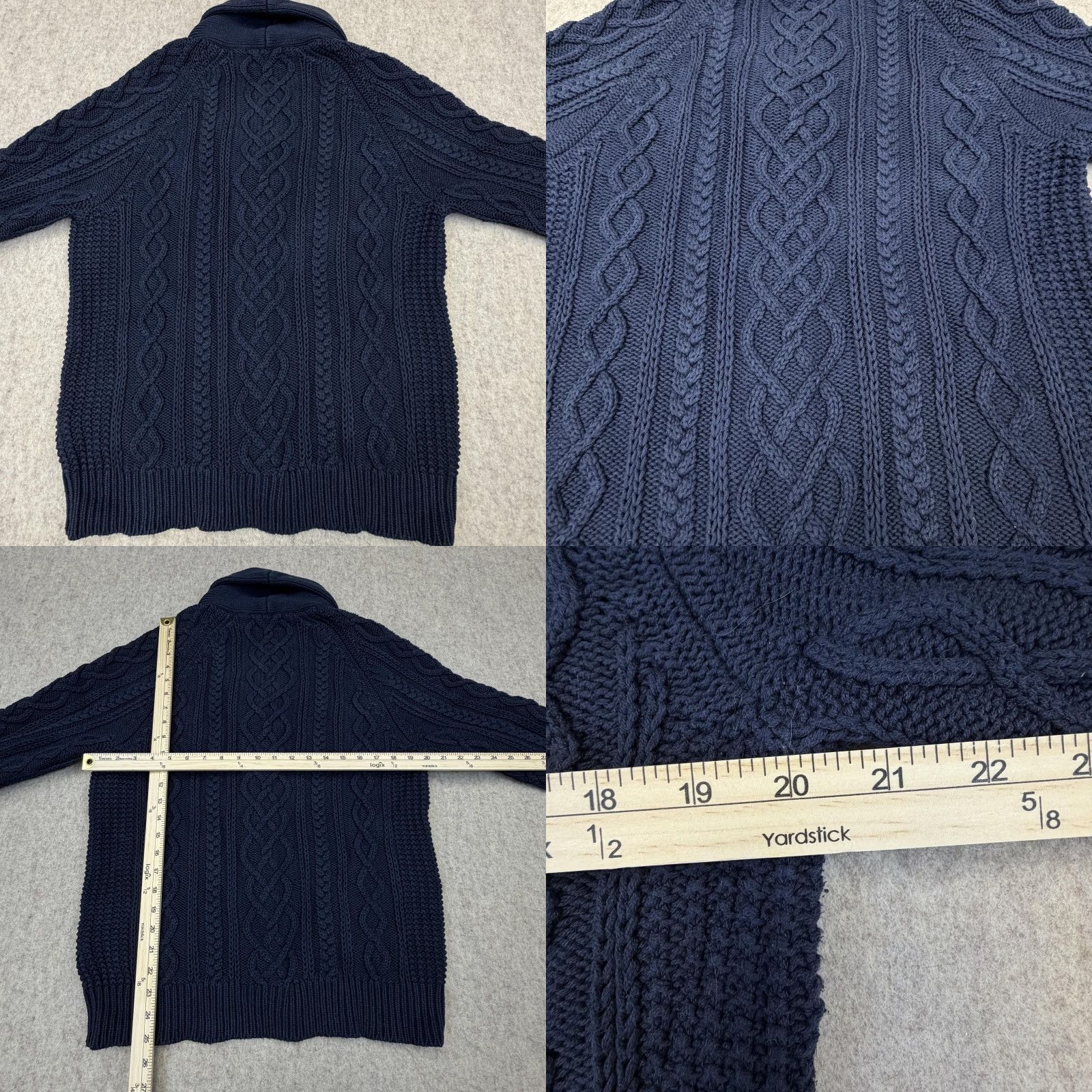 J.Crew Cable Knit 3-D Shawl Sweater Chunky Men's Medium J. Crew BA280 Cable Knit 3-D Shawl Sweater Cardigan with Pockets Blue M Men Size US M / EU 48-50 / 2 - 10 Thumbnail