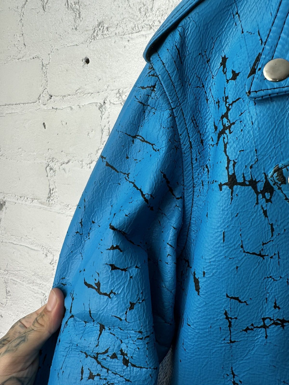 Enfants Riches Deprimes ERD EARLY COLLECTION CRACKED TURQUOISE LEATHER JACKET S M Size US S / EU 44-46 / 1 - 7 Thumbnail