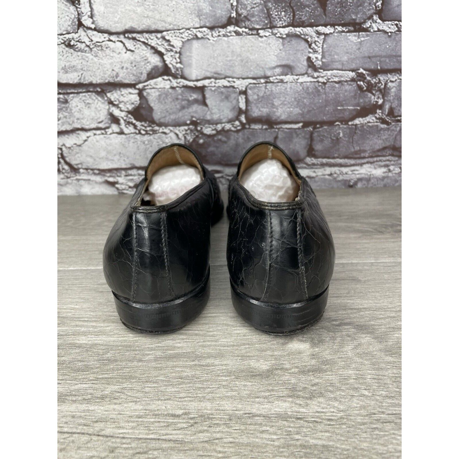 Other Cable & Co. Black Leather Croc Penny Loafers Dress Shoes Men Size US 9.5 / EU 42-43 - 4 Thumbnail