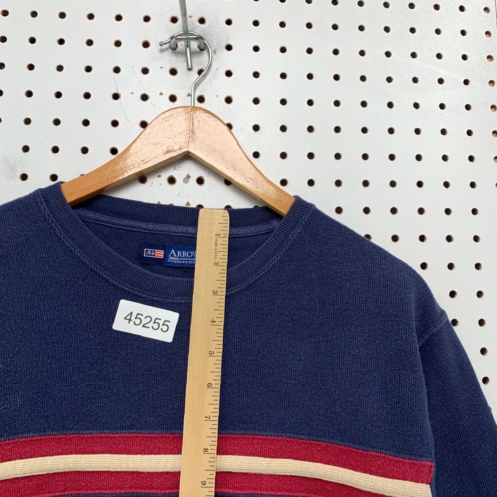 Arrow VINTAGE Arrow Sweater Mens M Blue Red Striped Y2K Mall Punk Skate Goth Pullover Crew Neck Long Sleeve Winter Fall Knit Fleece Size US M / EU 48-50 / 2 - 7 Thumbnail
