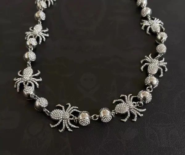 Jewelry Silver Spider Chain for Men, Punk Style Accessory Chain Size ONE SIZE - 5 Thumbnail