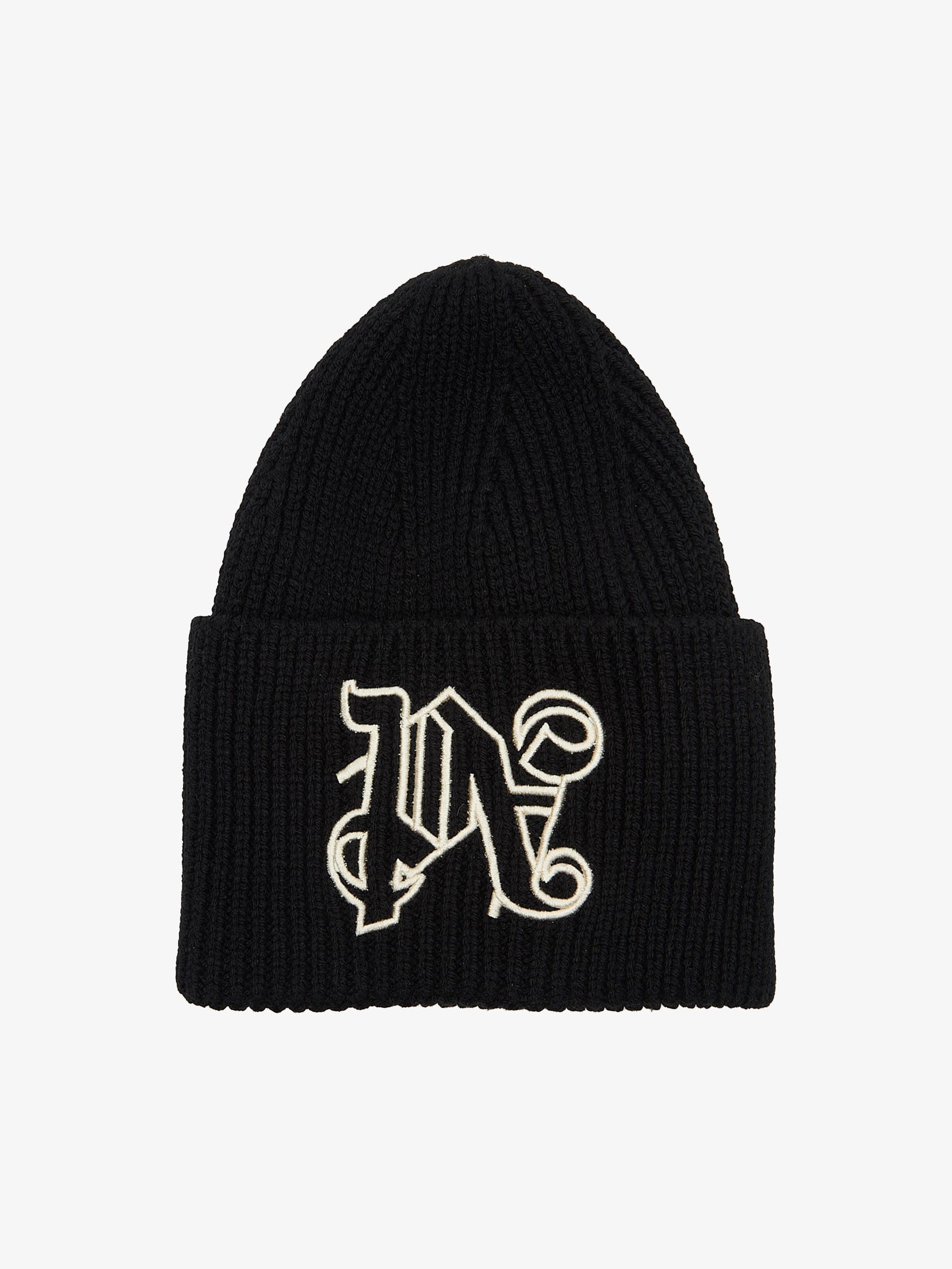Palm Angels Black Logo Embossed Beanie Size ONE SIZE - 1 Thumbnail