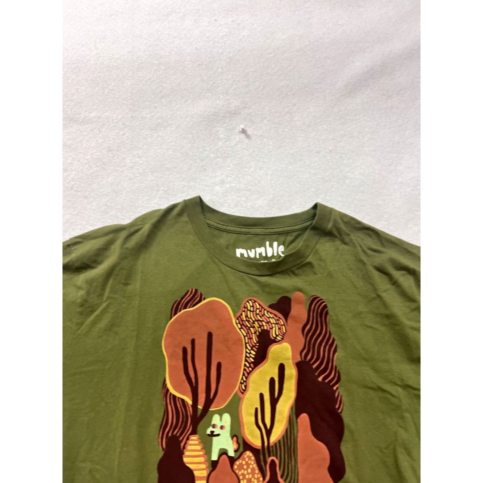 X-LARGE VINTAGE Mens Organic Cotton Graphic T-Shirt By Mumble Tease XL Green Shirts Mens Size US XL / EU 56 / 4 - 4 Thumbnail