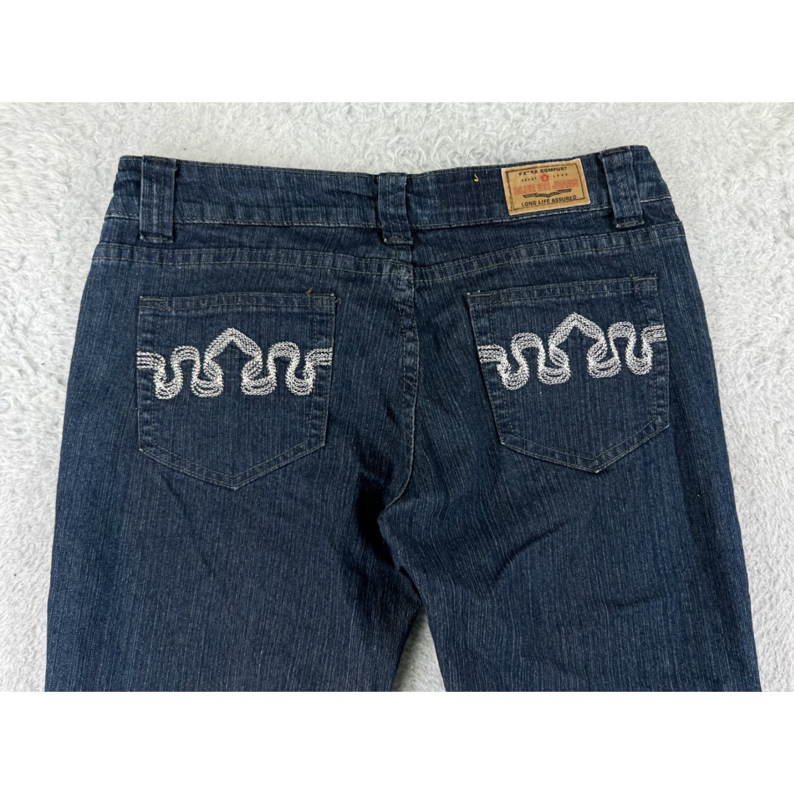 Vintage Blue Ice Jeans Women Bootcut Cotton Blend Denim 5 Regular Blue 28x31 5-Pocket Embroidered Logo Vintage? No Ladies Jeans 90s? Size 27" / US 4 / IT 40 - 3 Thumbnail
