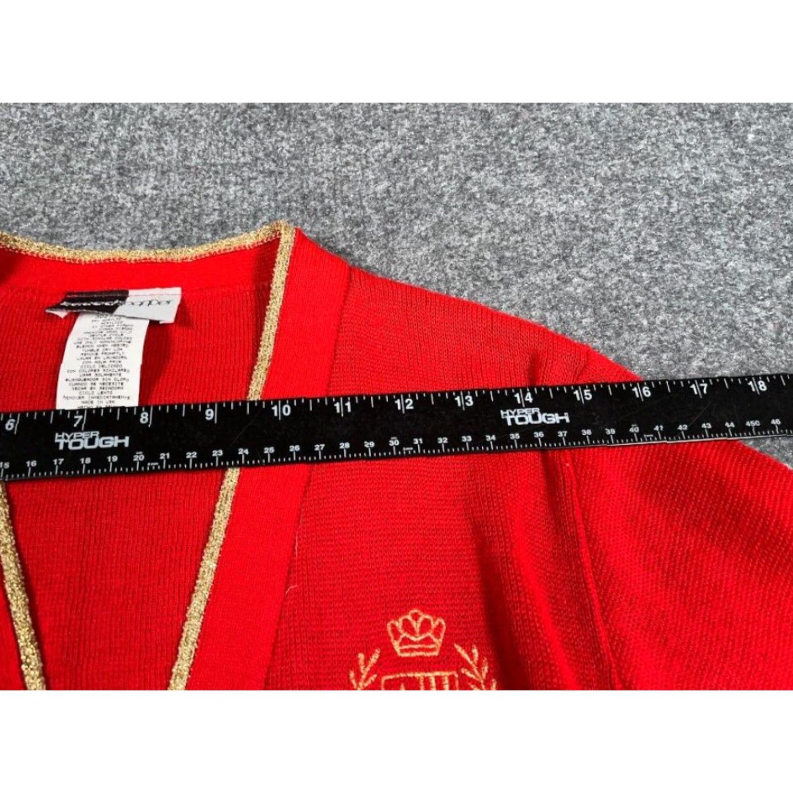 Vintage VINTAGE 80s Crest Embroidered Cardigan Sweater Women's Medium Red Gold Casual Size M / US 6-8 / IT 42-44 - 6 Thumbnail