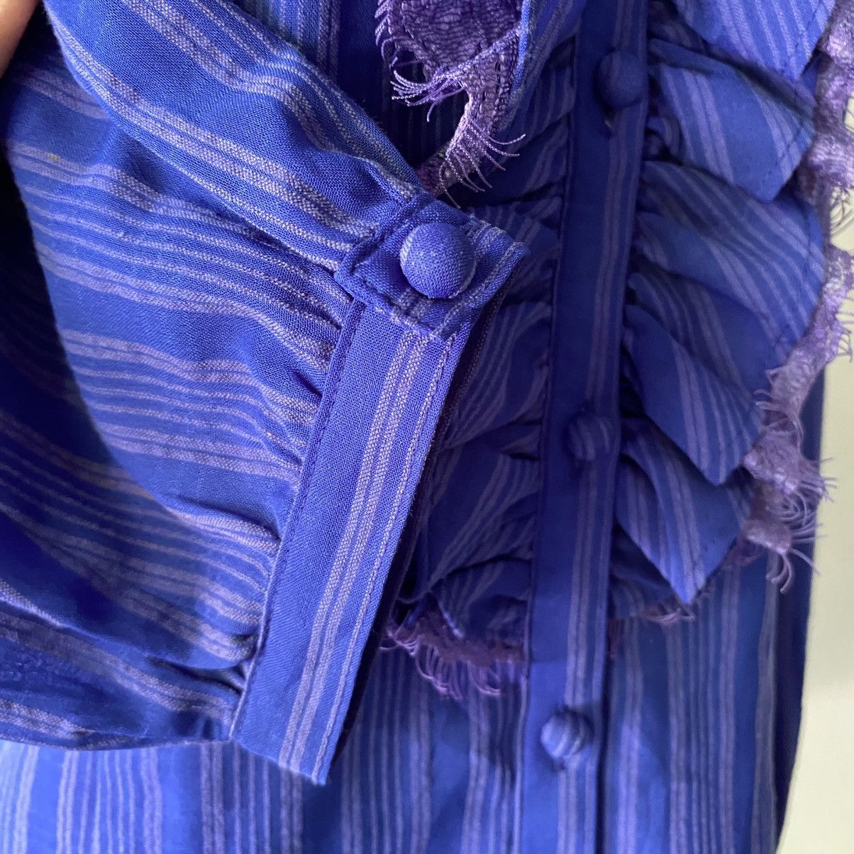 Pierre Cardin Pierre Cardin Purple Sheer Ruffle Blouse Size M / US 6-8 / IT 42-44 - 18 Thumbnail