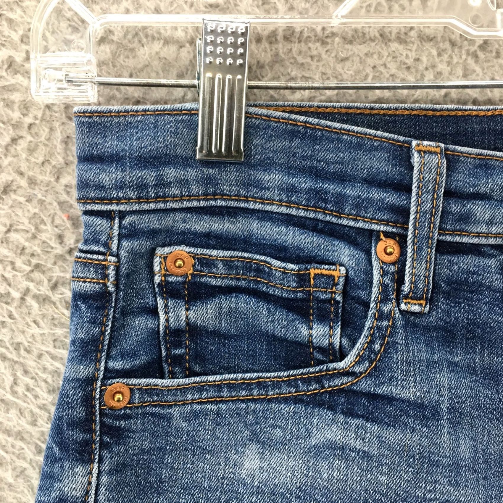 Gap GAP True Skinny Jeans Womens 27 Blue Dark Denim Mid Rise Zip Fly Jeans Size 27" / US 4 / IT 40 - 3 Thumbnail