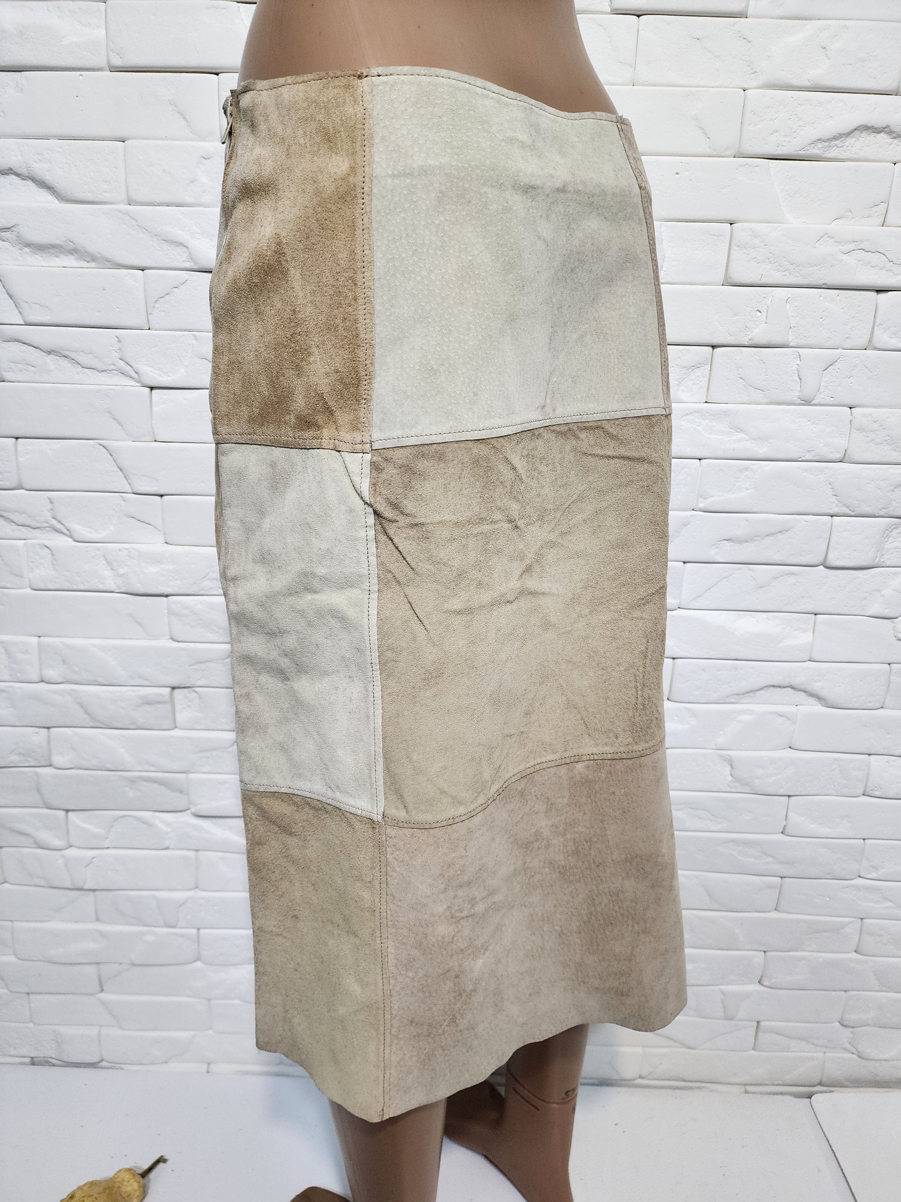 Genuine Leather Brown Suede Leather Skirt: 30" Waist Size 30" / US 8 / IT 44 - 6 Thumbnail