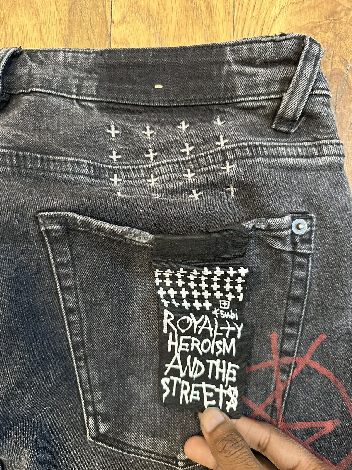 Ksubi Ksubi Red Embroidered Spell Black Denim Jeans Size 32 Size US 32 / EU 48 - 4 Thumbnail