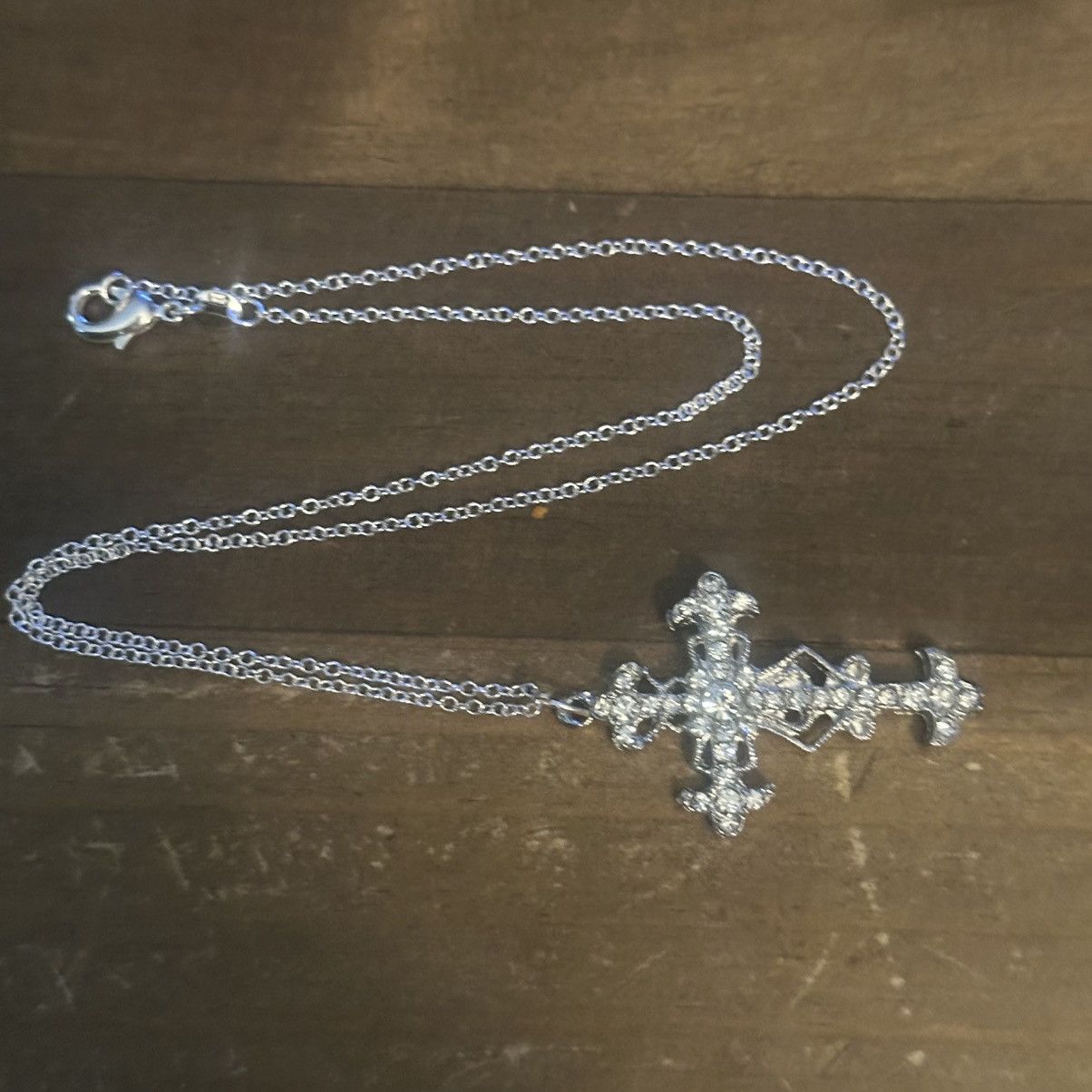 Other 925 silver filigree rhinestone cross pendant necklace Size ONE SIZE - 2 Thumbnail