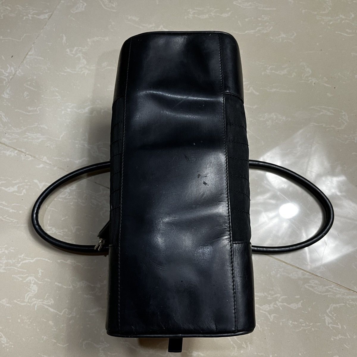 Prada Prada Black Vitello Trimmed Tessuto Bowling Bag Size ONE SIZE - 4 Thumbnail