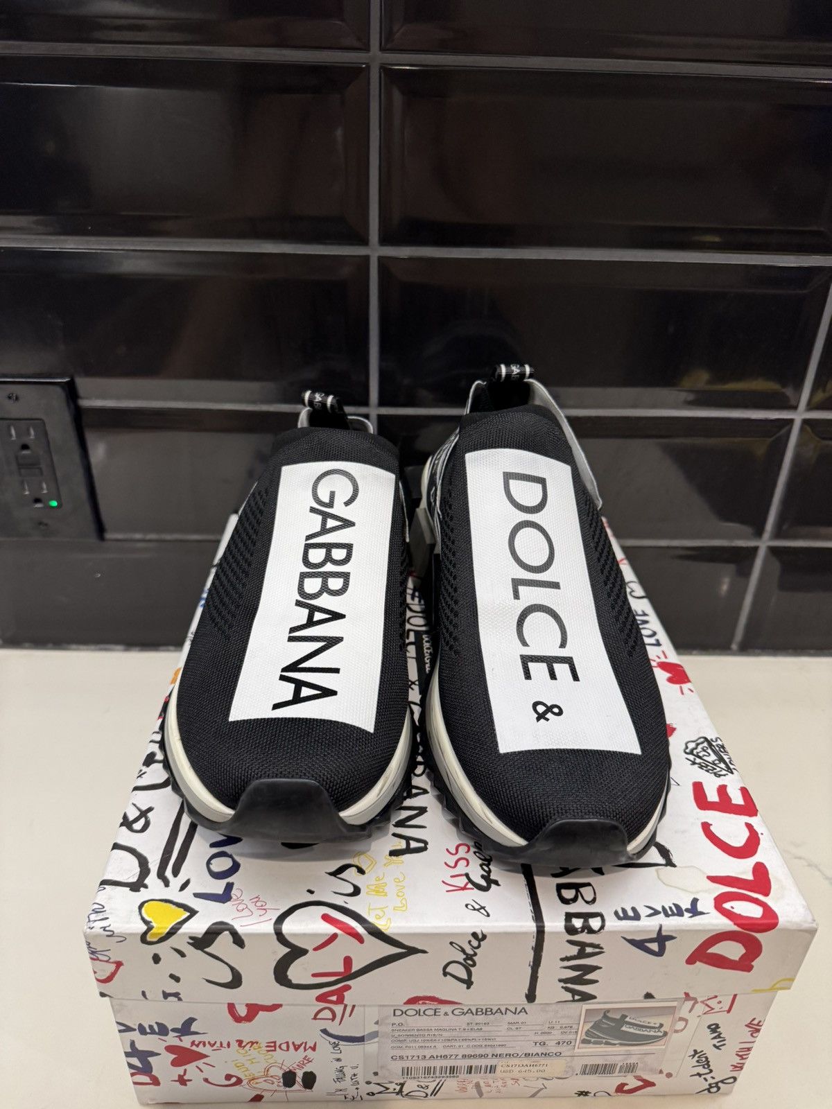Dolce & Gabbana Dolce & Gabbana Sorrento Slip-On Sneakers Black/White Logo Size US 13 / EU 46 - 2 Thumbnail
