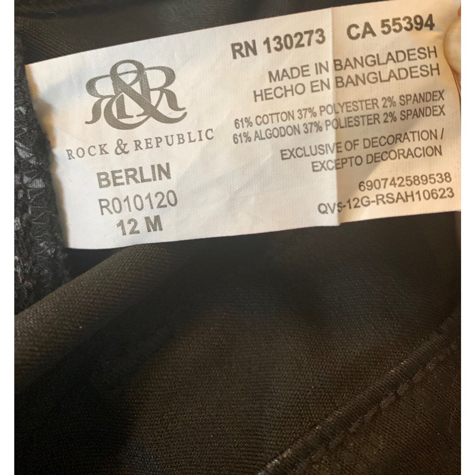 Rock & Republic Rock & Republic Berlin Jeans R010120 Black Pant Women 12M Size 32" / US 10 / IT 46 - 7 Thumbnail