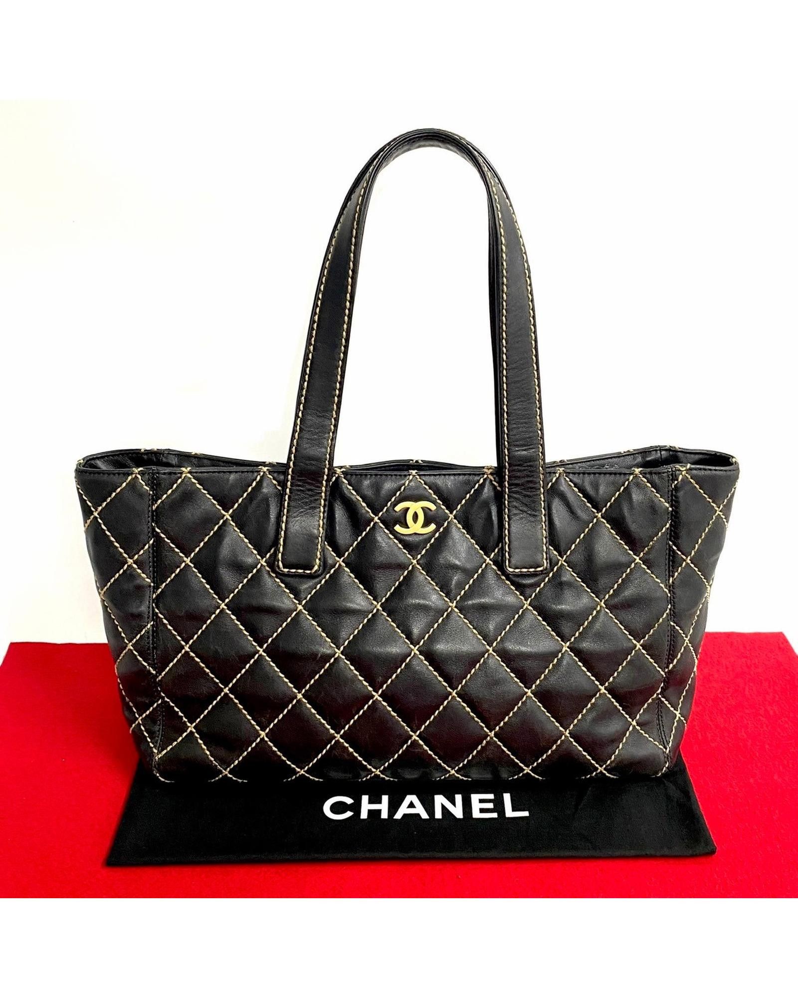 image of Wild Stitch Tote Bag By Chanel in Black, Women's