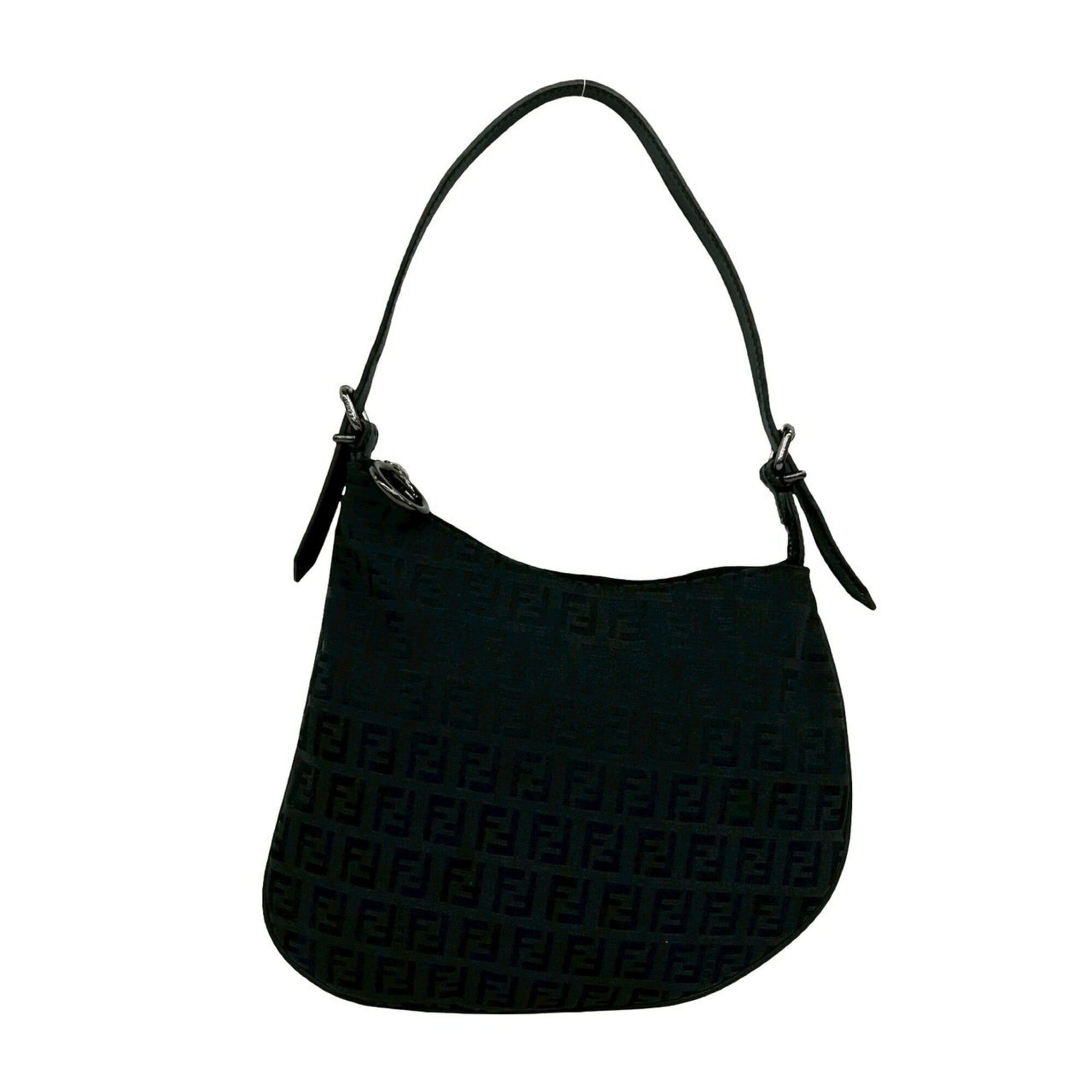Fendi FENDI Vintage Zucchino FF Pattern Canvas Leather Mini One-Shoulder Bag Handbag Black 67983 Size ONE SIZE - 1 Thumbnail