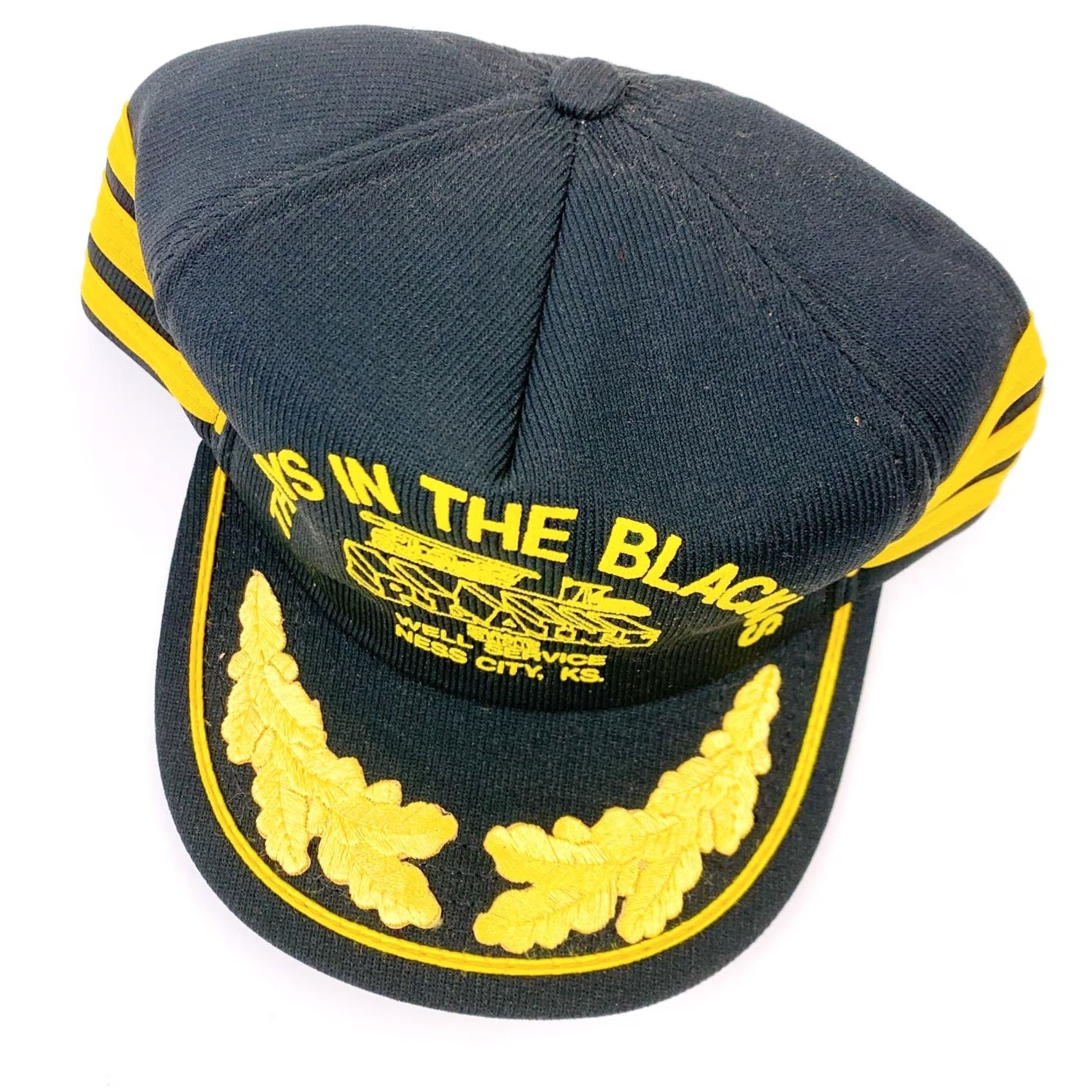 Vintage VINTAGE Plains Well Service Kansas Black Yellow Snapback Hat Cap 1980s Three Stripe Size ONE SIZE - 2 Thumbnail
