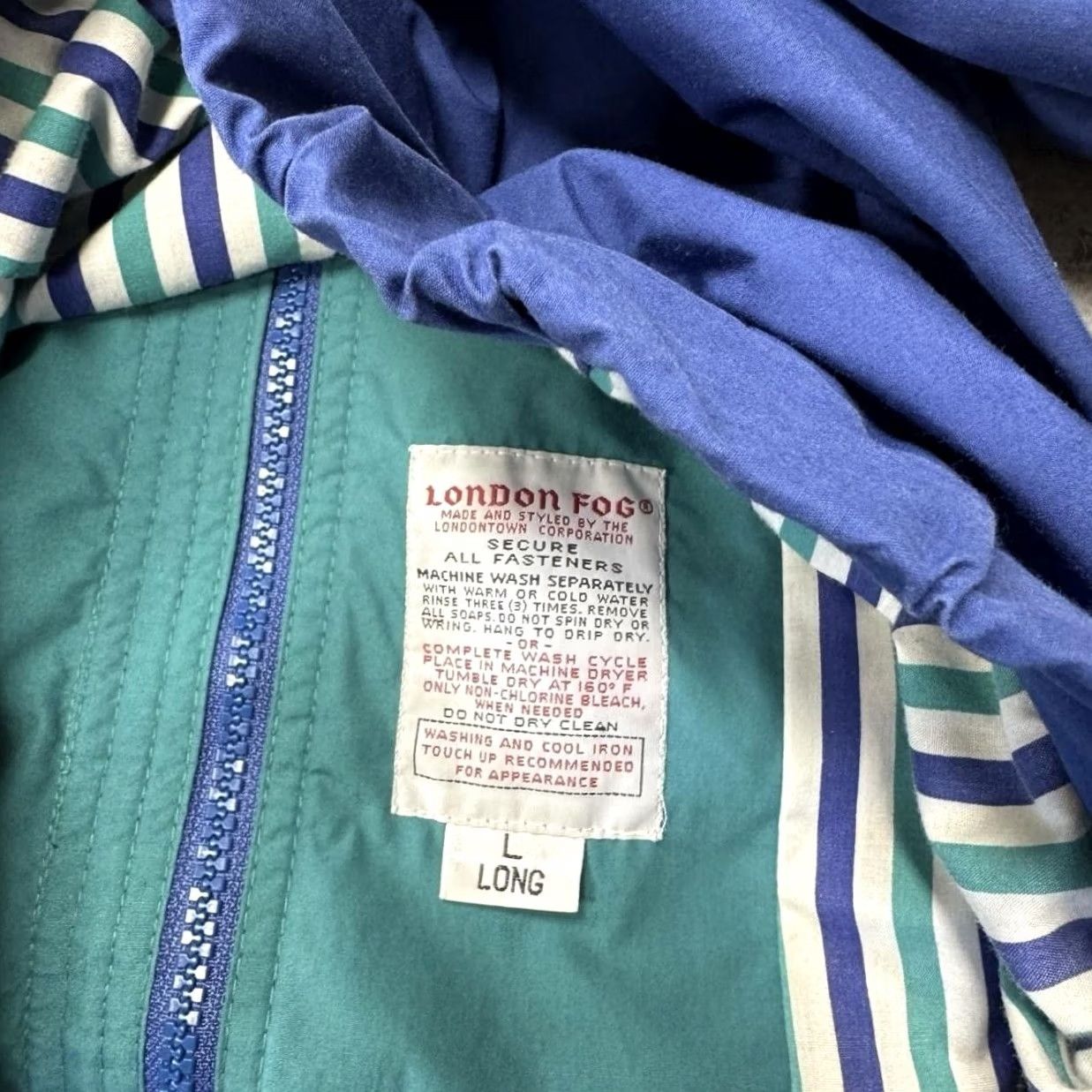 London Fog London Fog Jacket Mens LT Blue Nylon Zip Stand Collar Lined Windbreaker Long Bomber Casual Travel Size US L / EU 52-54 / 3 - 4 Thumbnail