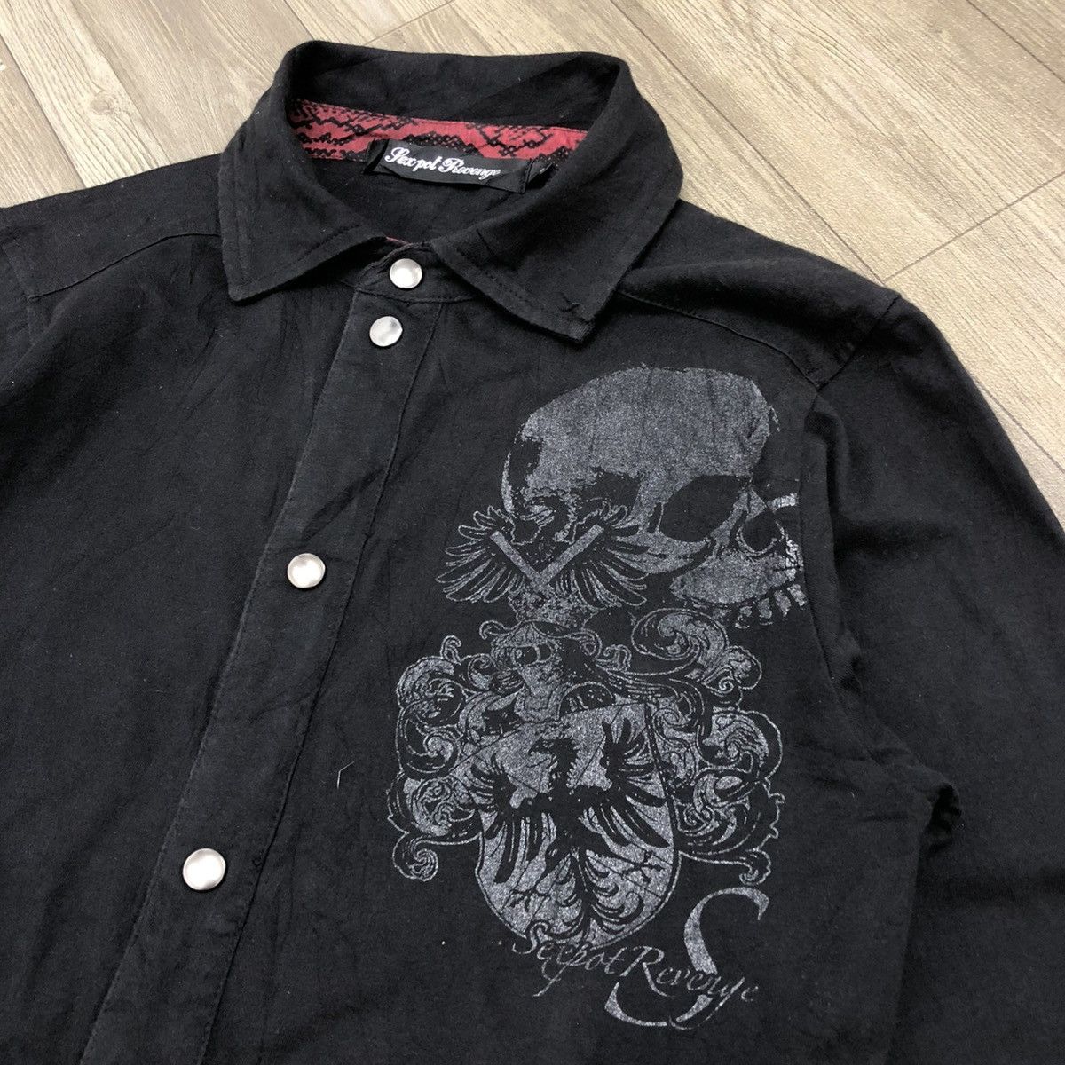 14th Addiction × If Six Was Nine × Japanese Brand 2000s Sex Pot Revenge Skulls Poem Grunge Punk Style Shirt Size S / US 4 / IT 40 - 18 Thumbnail
