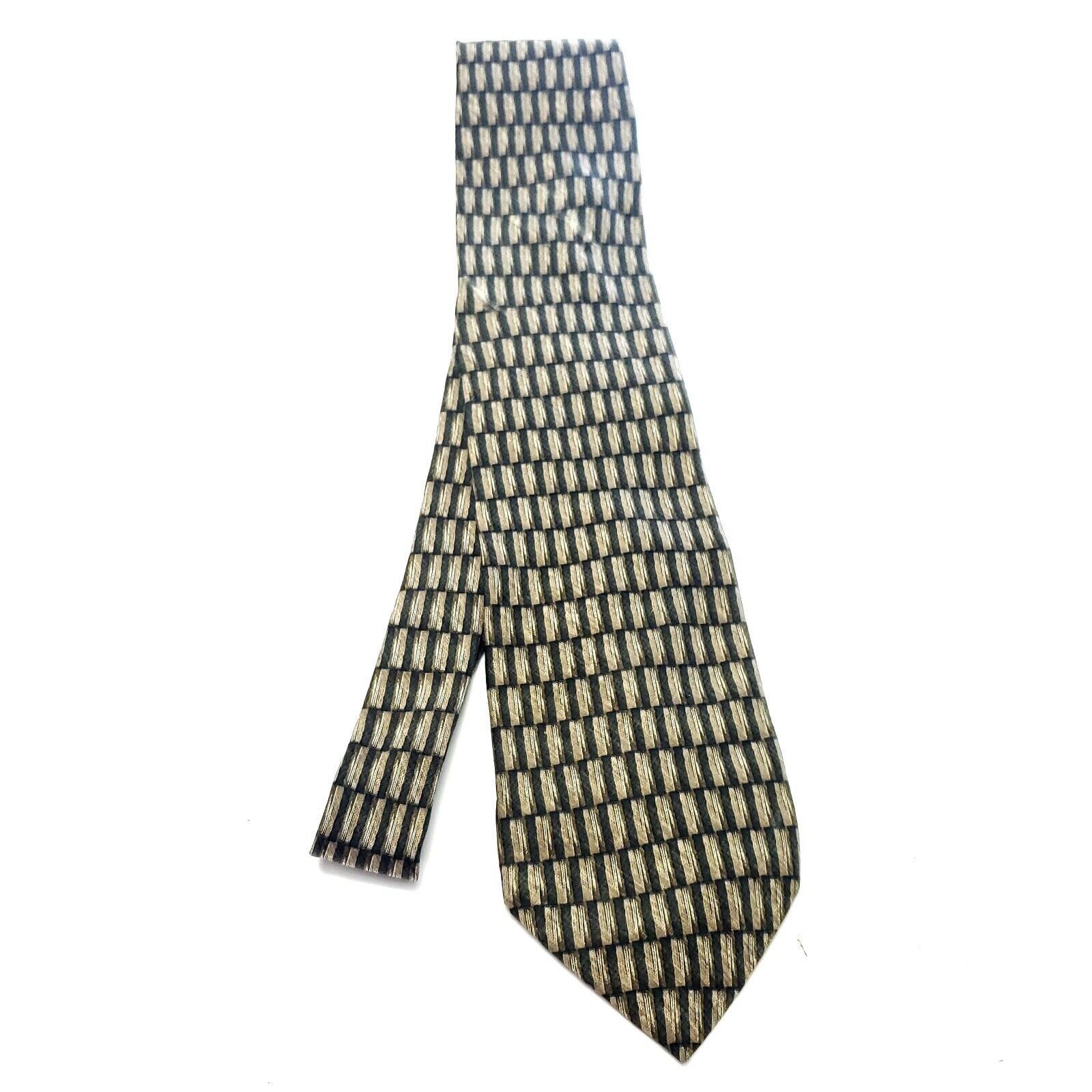 Haggar Haggar Collections Beige Silk Tie Woven Long Geometric Size ONE SIZE - 6 Thumbnail