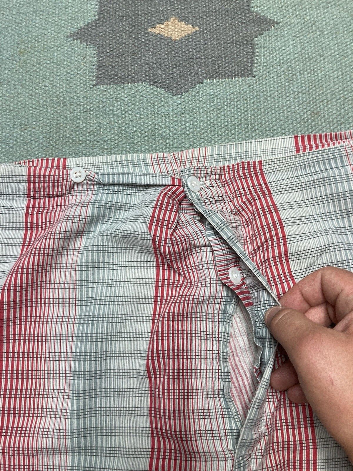 Vintage 1960s lightweight pajama pants cotton shadow plaid lounge Size US 32 / EU 48 - 4 Thumbnail